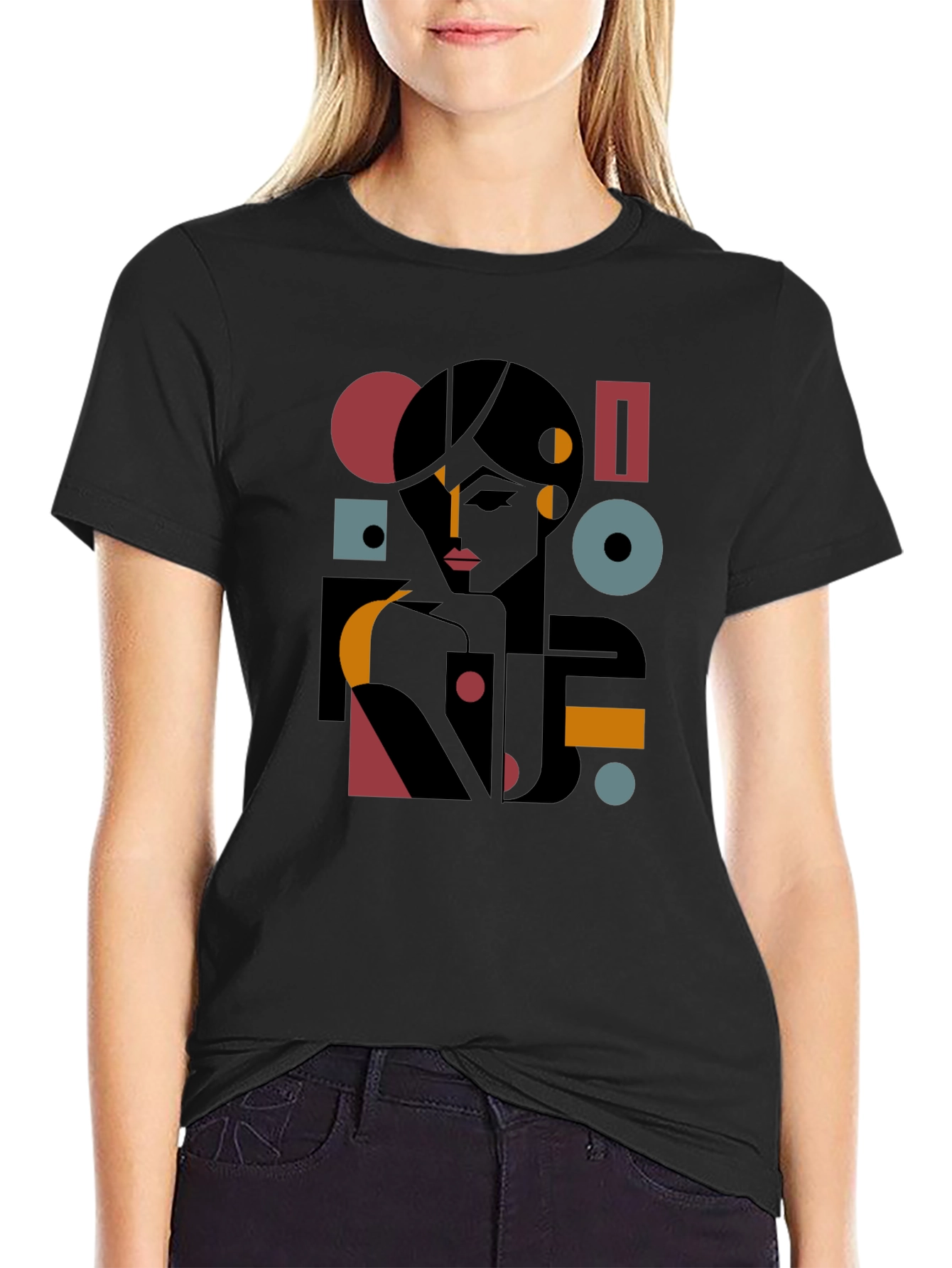 Abstract Geometric Woman Graphic Tee
