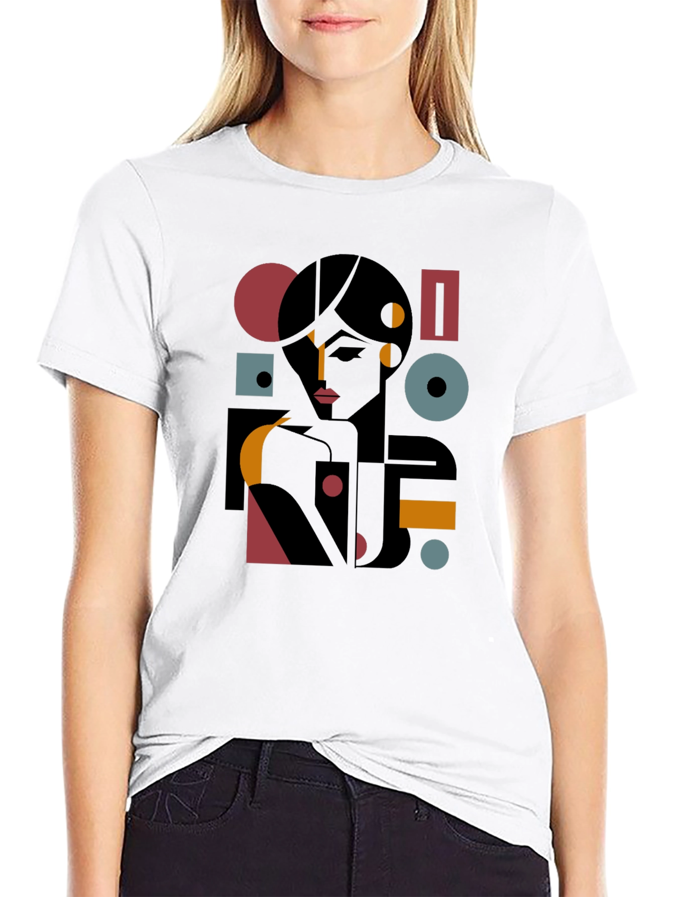 Abstract Geometric Woman Graphic Tee
