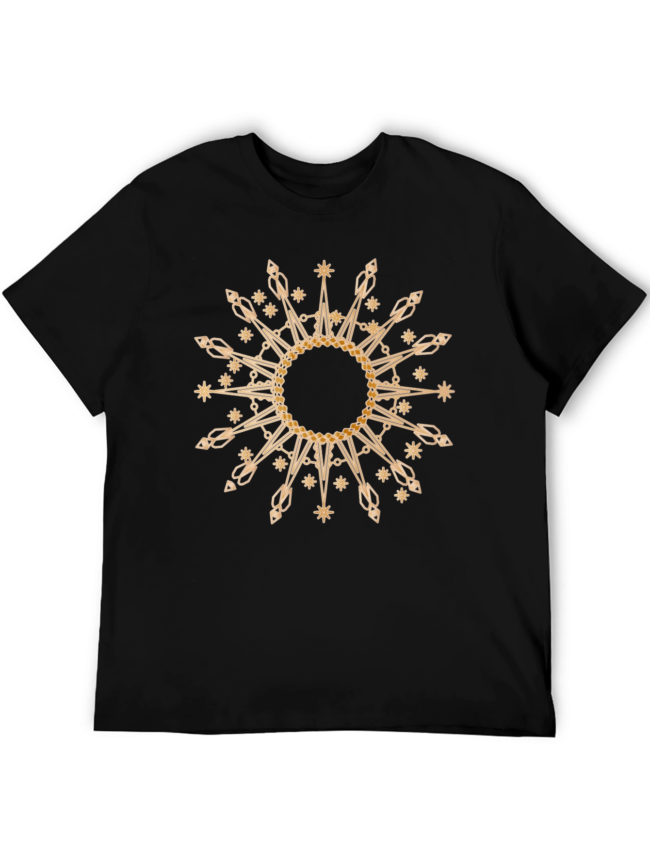 Gold Snowflake Graphic Black T-Shirt