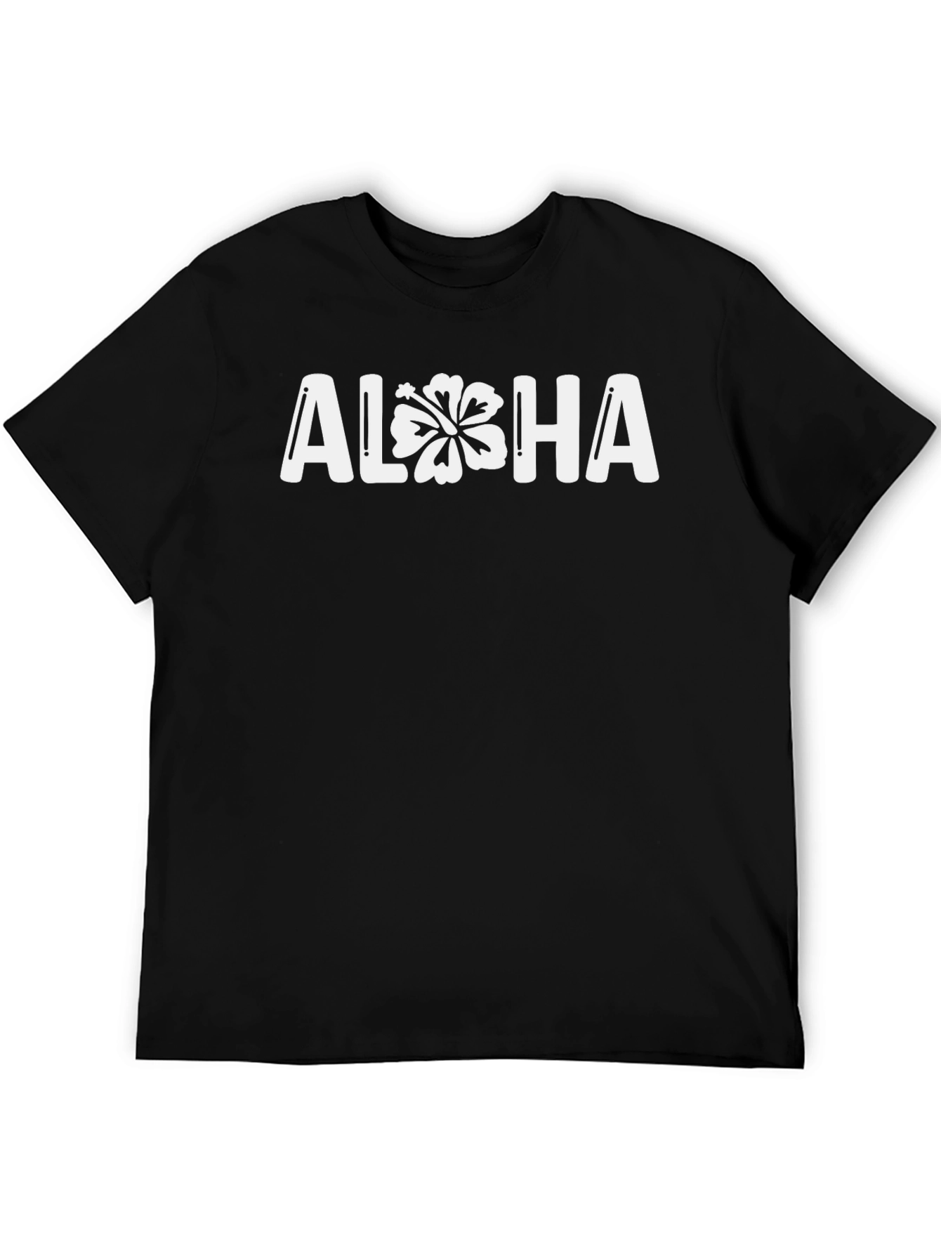 Aloha Hibiscus Flower Graphic Tee - Black