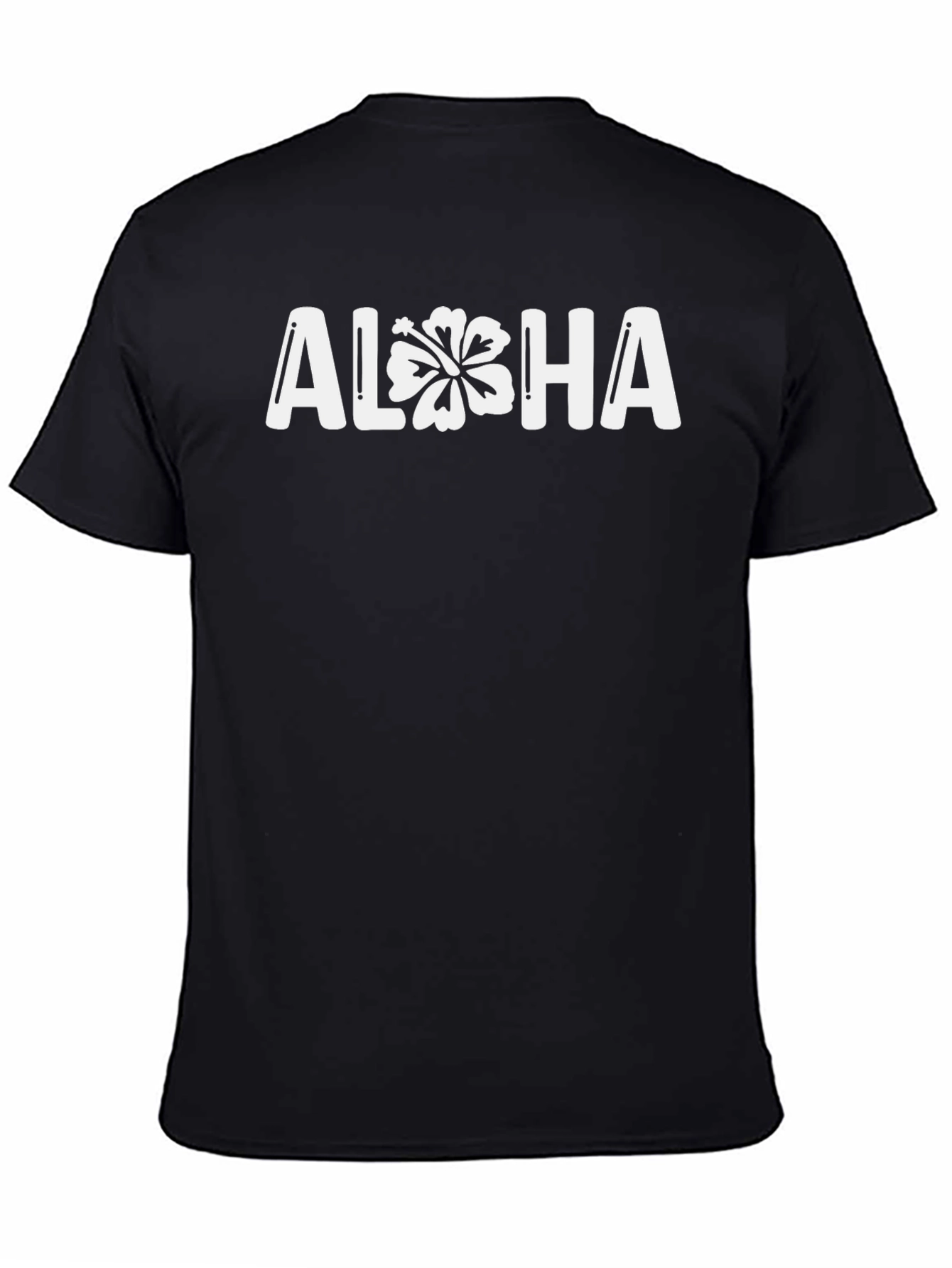 Aloha Hibiscus Flower Graphic Tee - Black