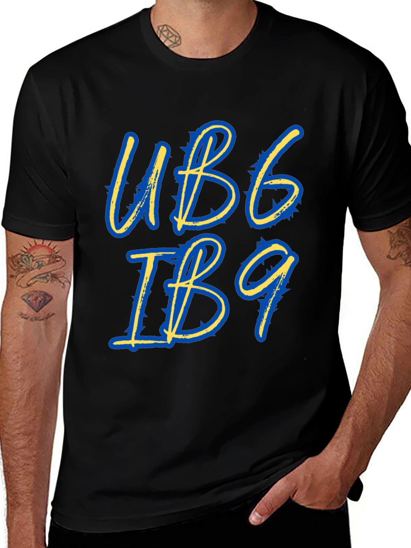 Stylish UB6 IB9 Graphic Tee - Black