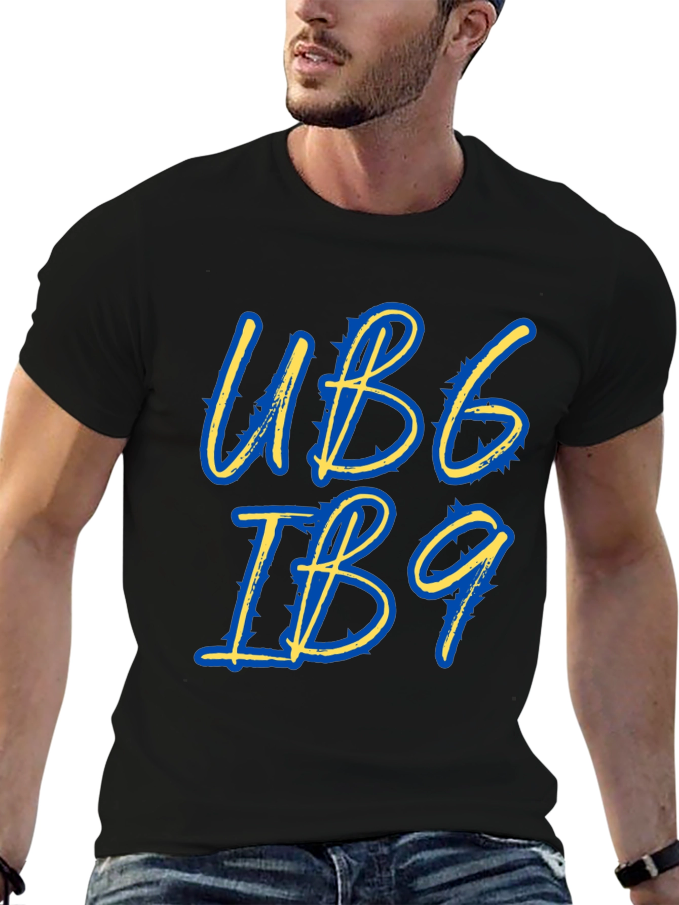 Stylish UB6 IB9 Graphic Tee - Black