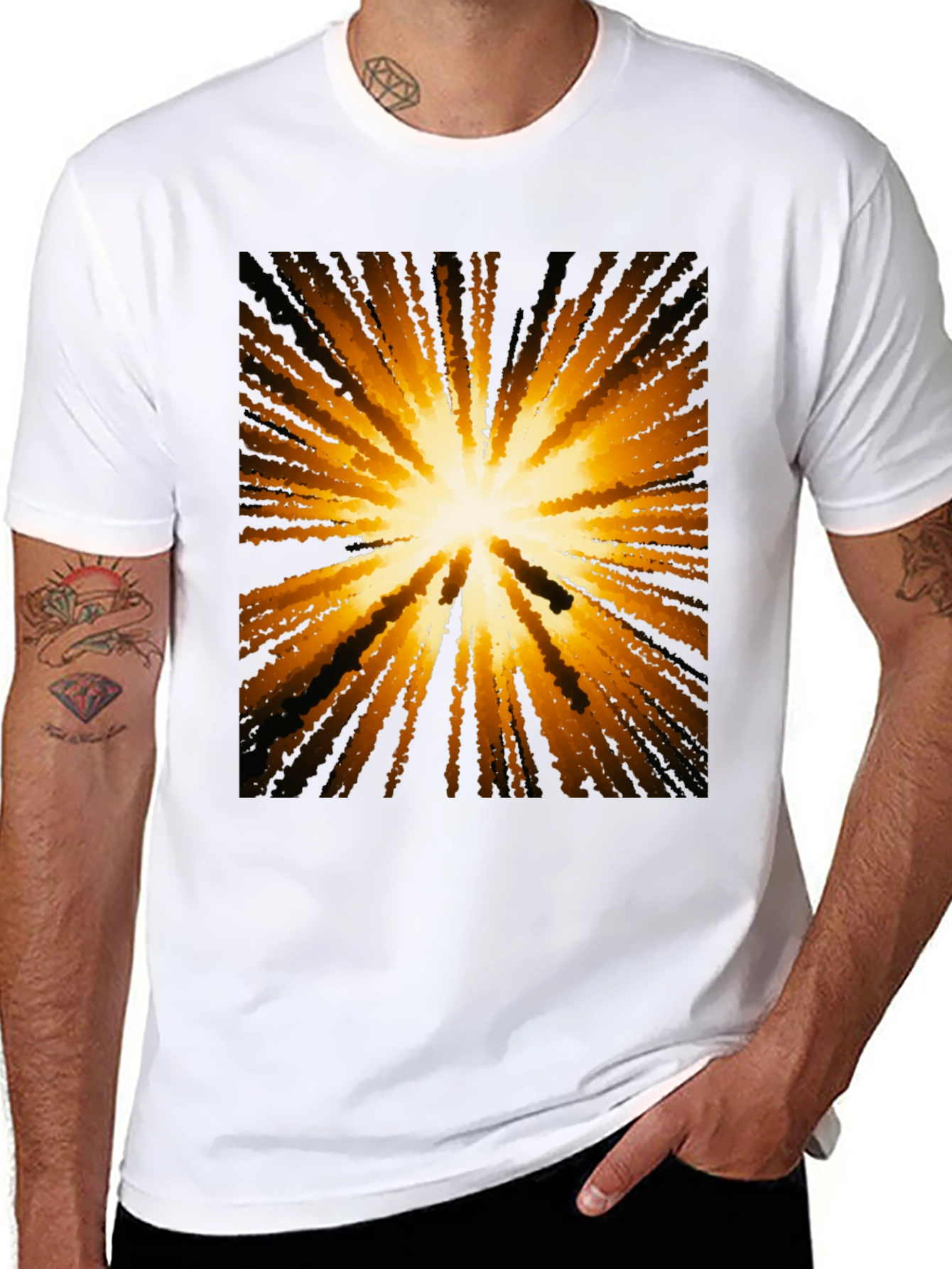 Abstract Burst Graphic Black T-Shirt