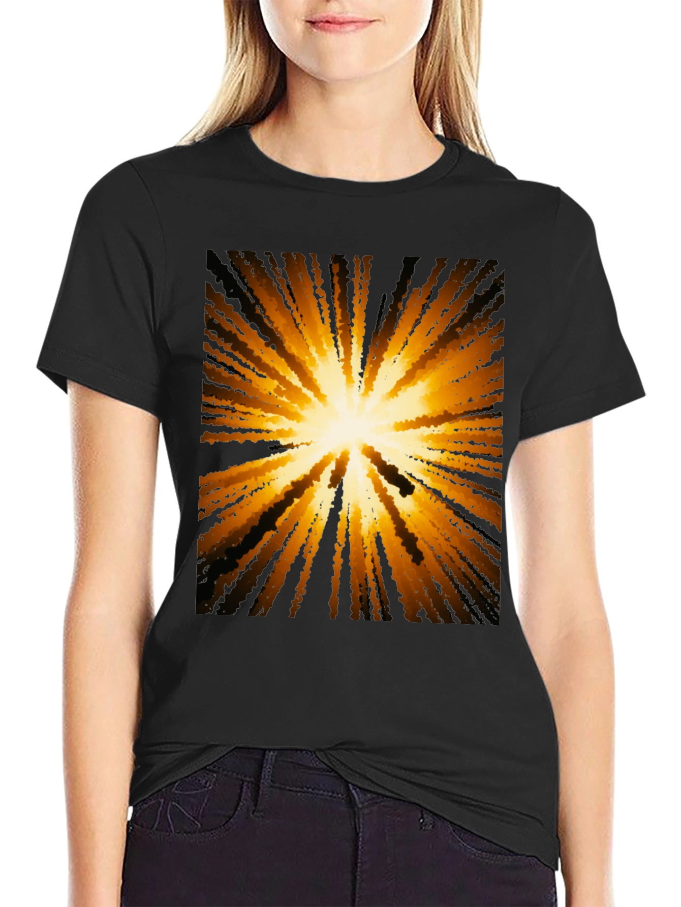 Abstract Burst Graphic Black T-Shirt