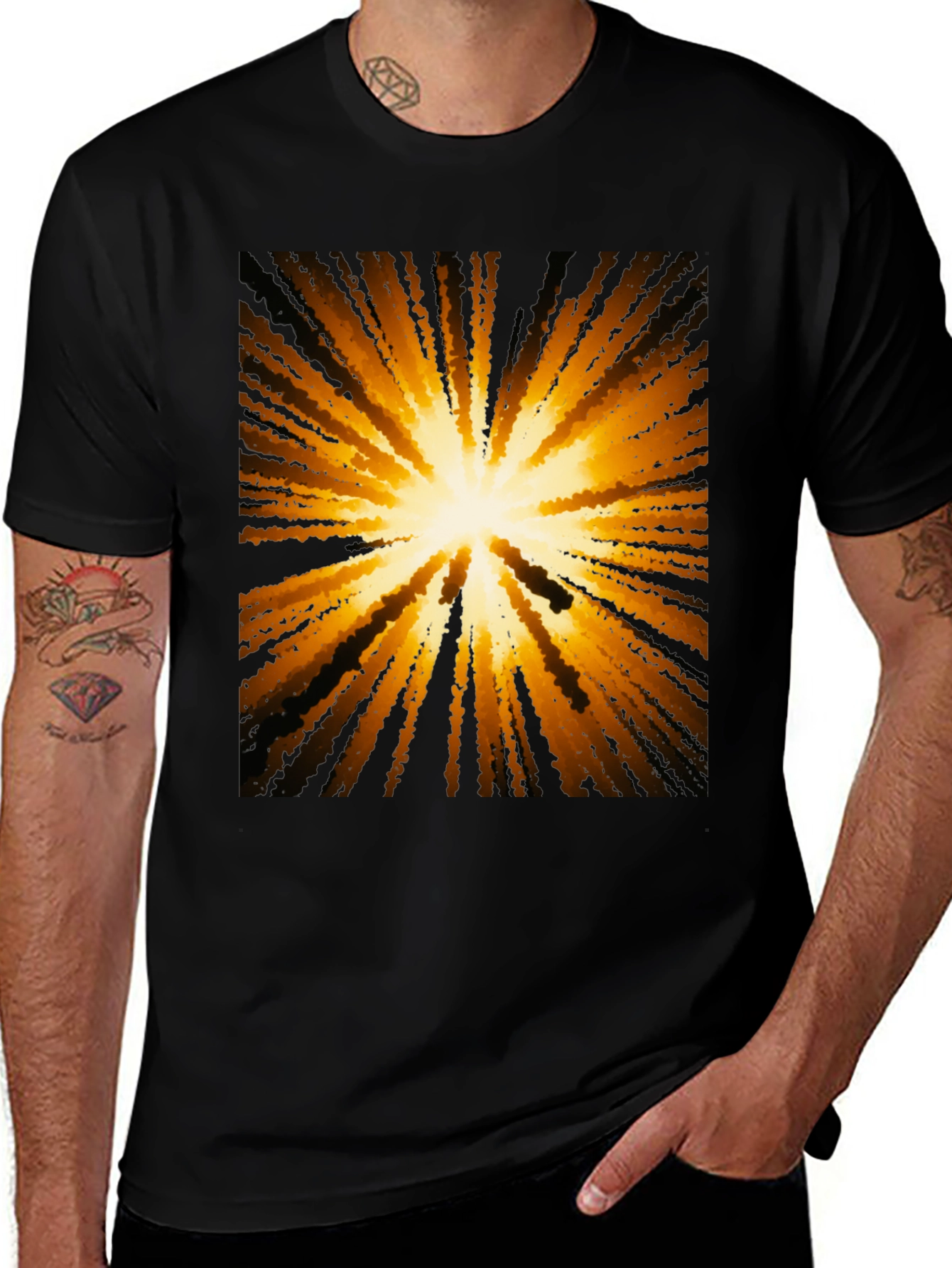Abstract Burst Graphic Black T-Shirt