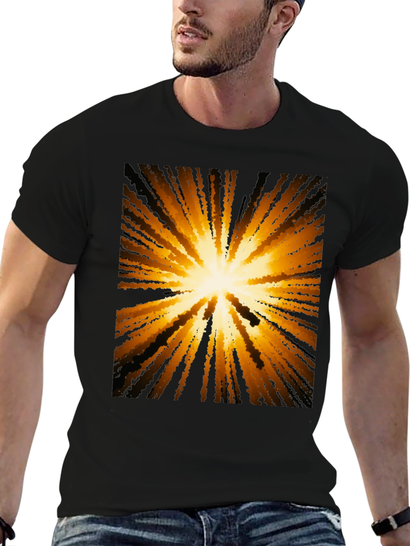 Abstract Burst Graphic Black T-Shirt