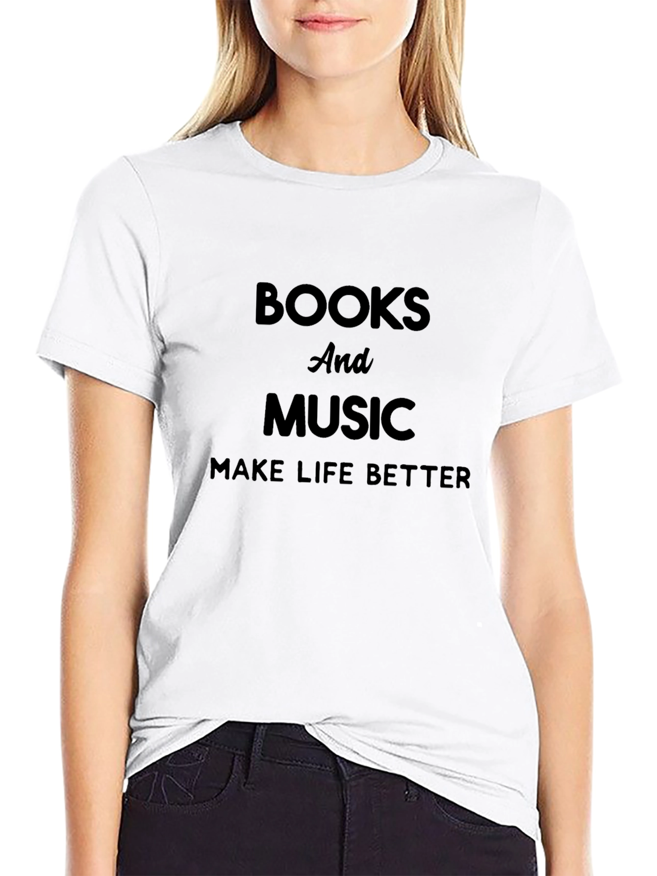 Books & Music Make Life Better Graphic Tee