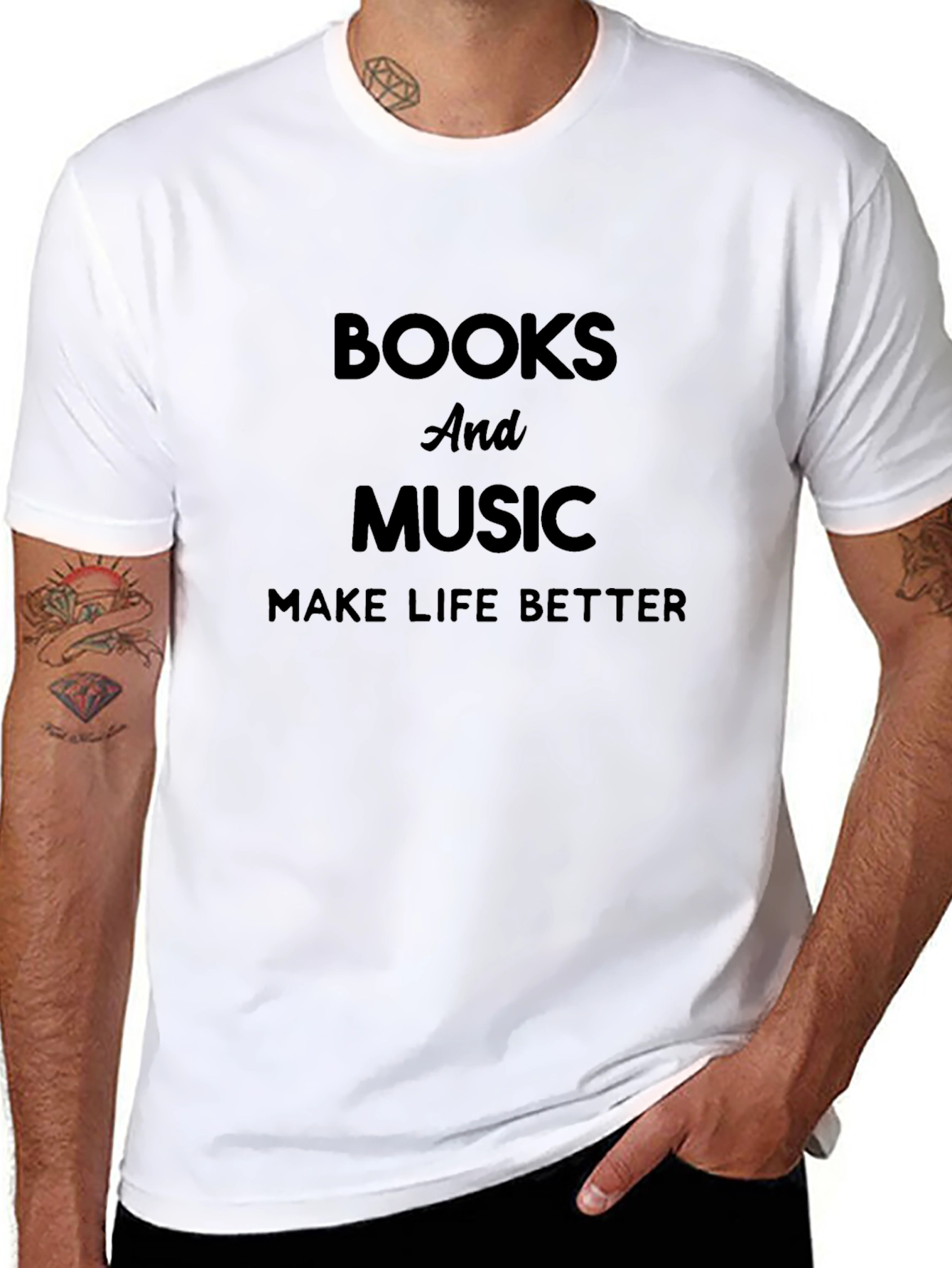 Books & Music Make Life Better Graphic Tee