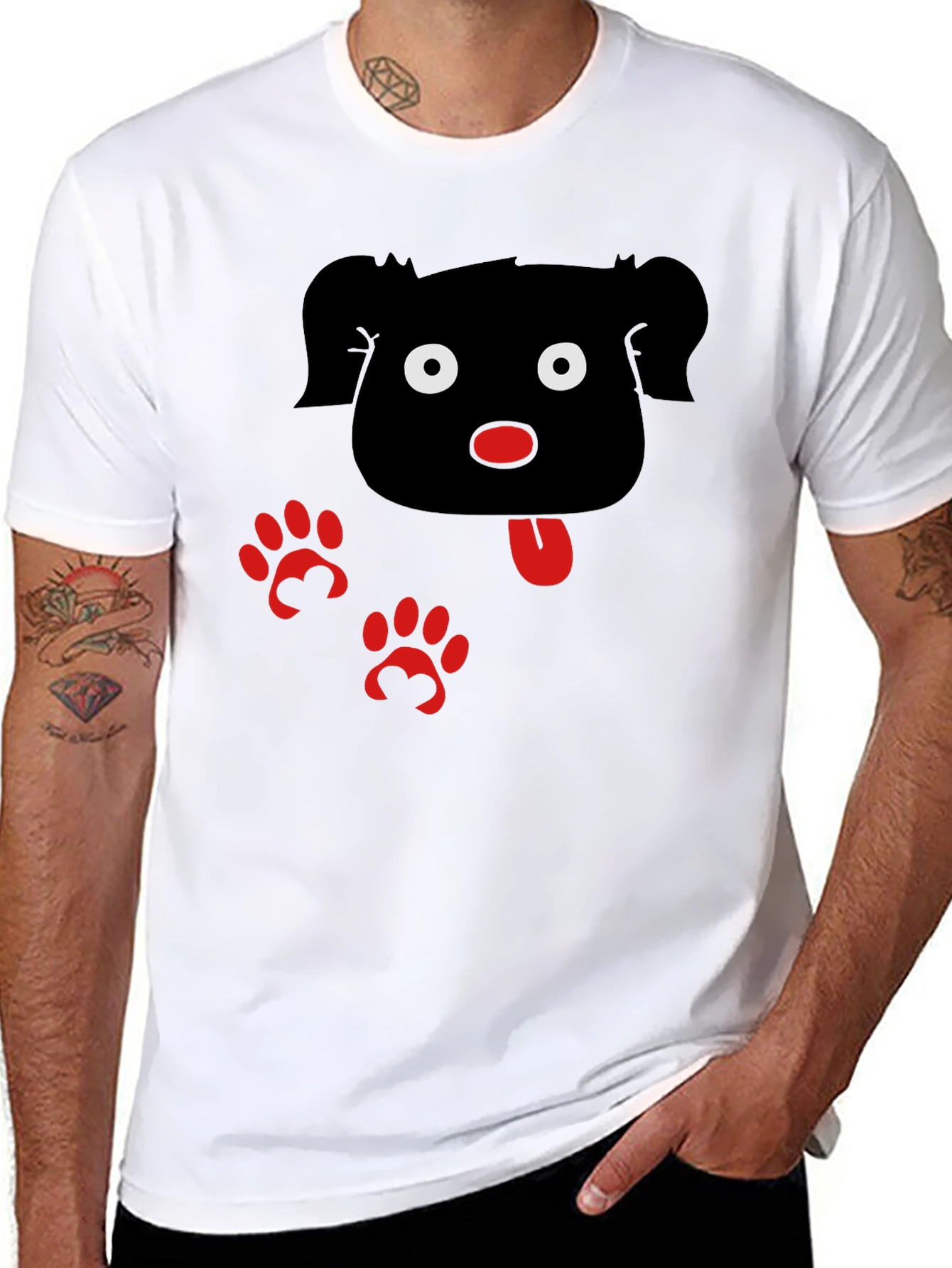 Cartoon Dog Graphic Black T-Shirt