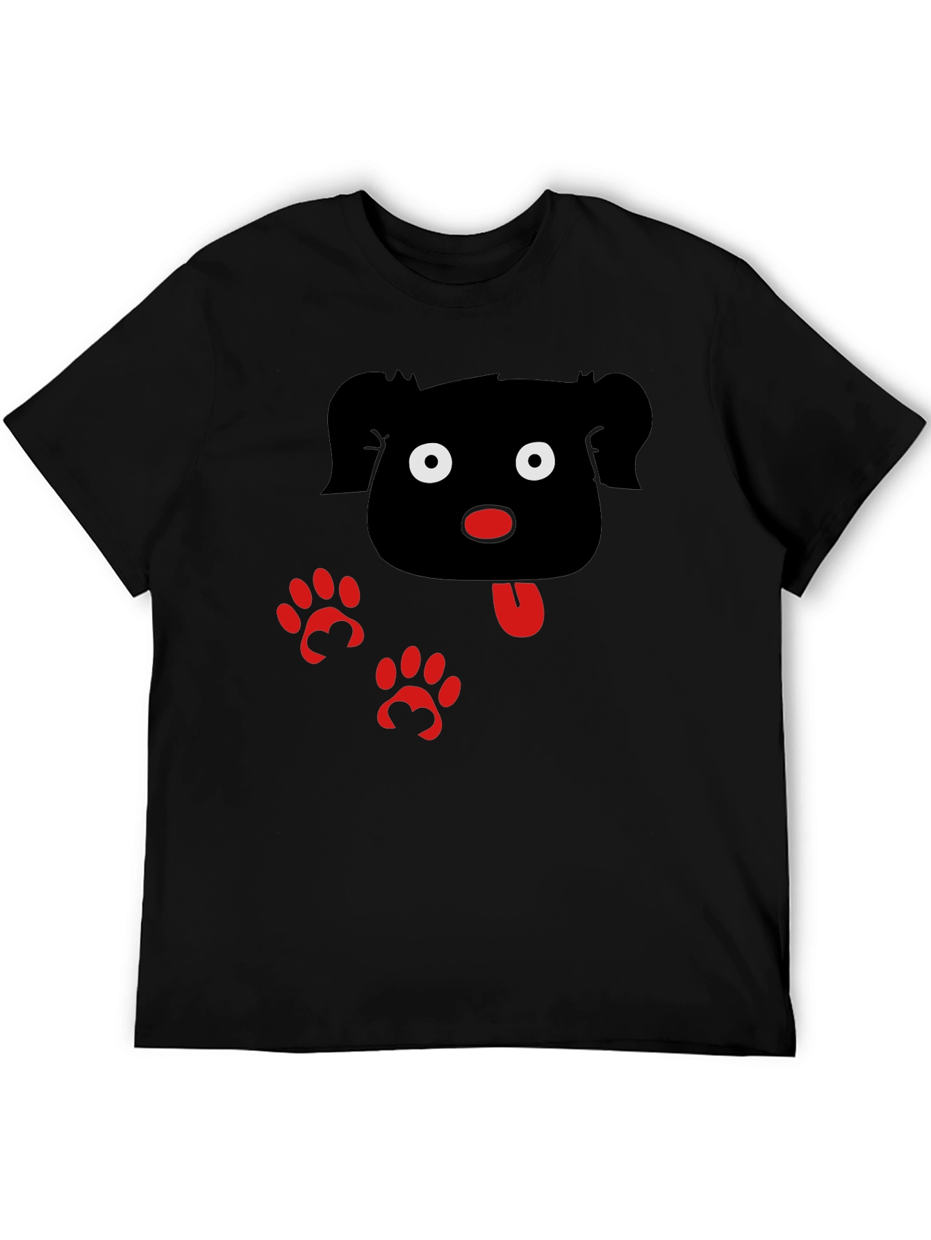 Cartoon Dog Graphic Black T-Shirt
