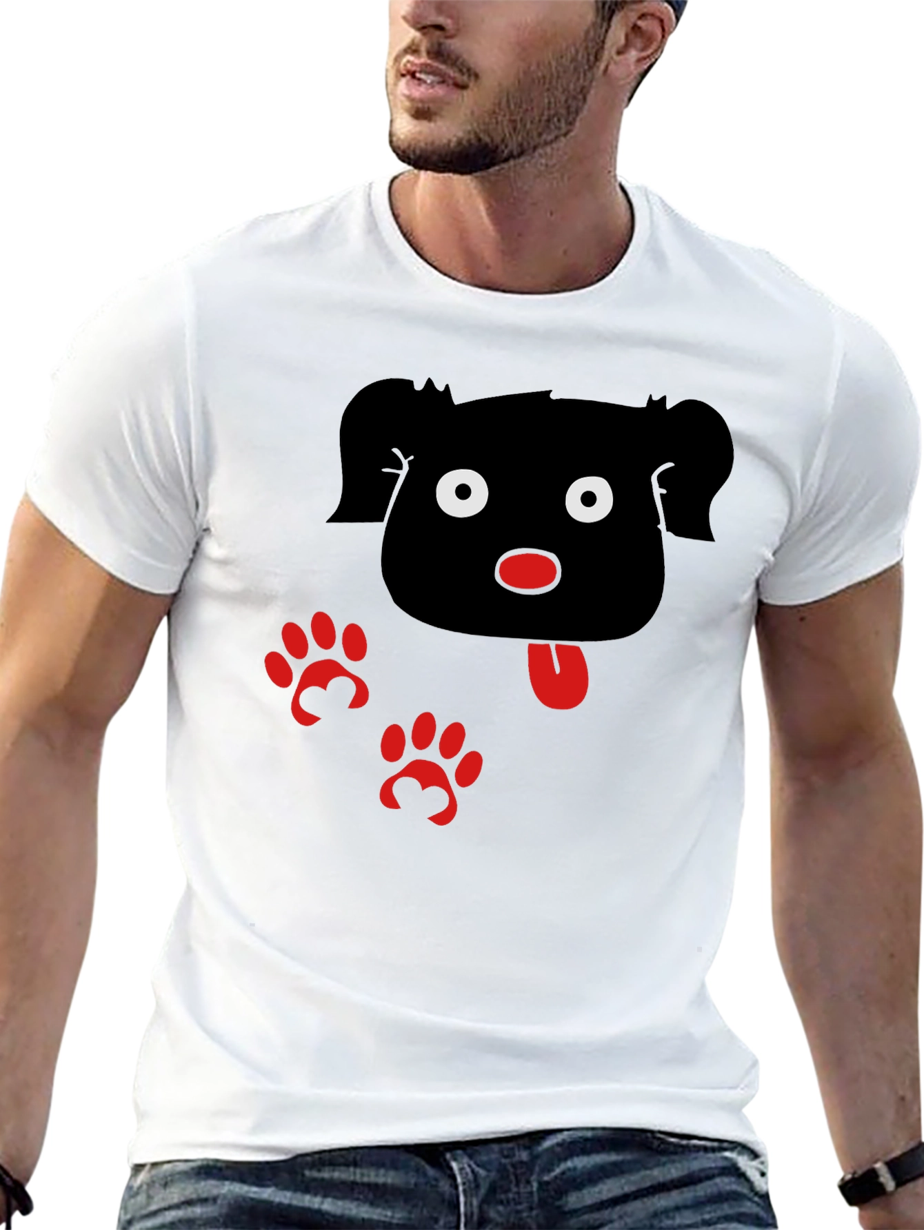 Cartoon Dog Graphic Black T-Shirt
