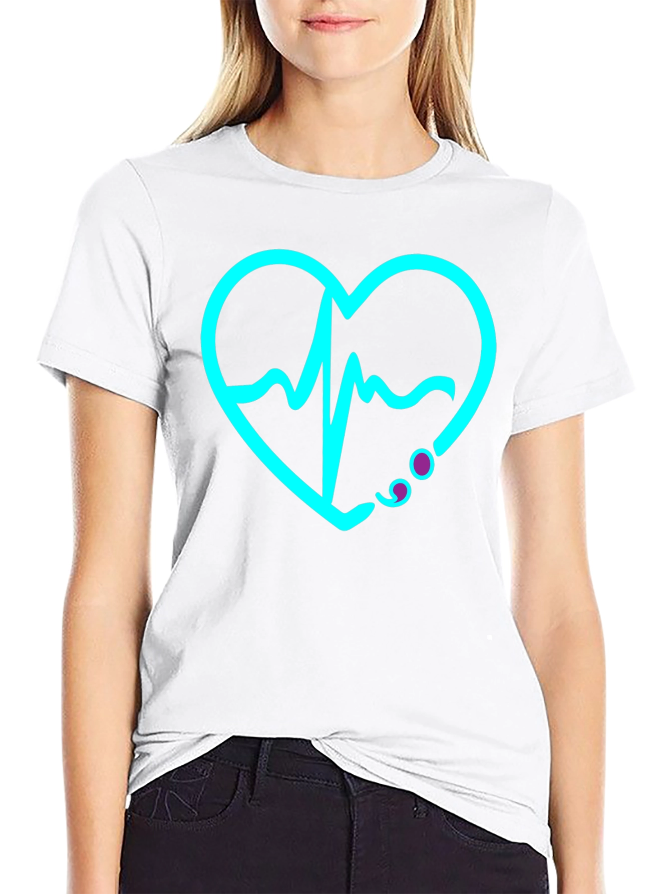 Heartbeat Heartline Graphic Black Tee Shirt