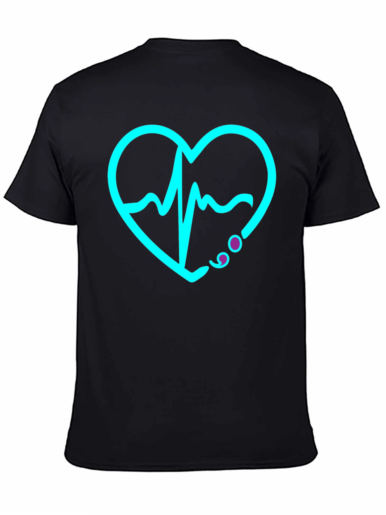 Heartbeat Heartline Graphic Black Tee Shirt