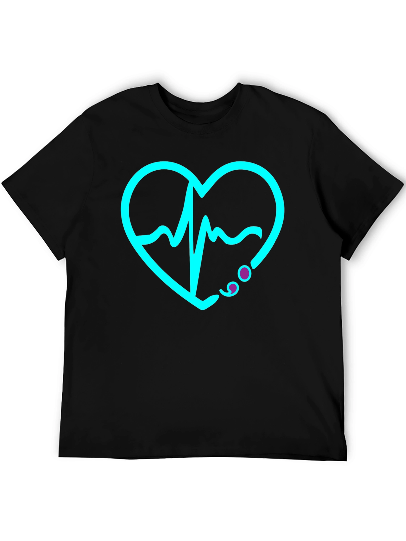 Heartbeat Heartline Graphic Black Tee Shirt