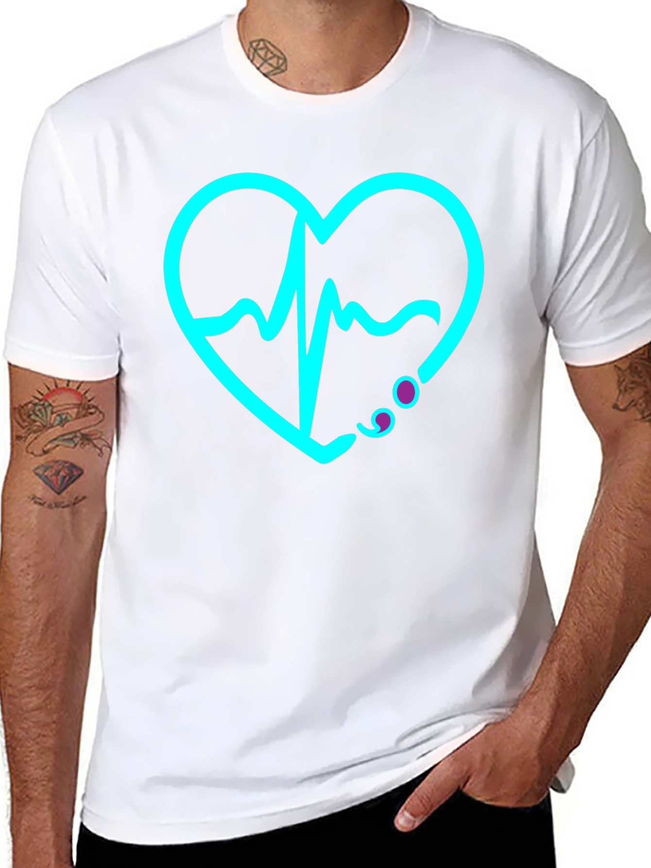 Heartbeat Heartline Graphic Black Tee Shirt
