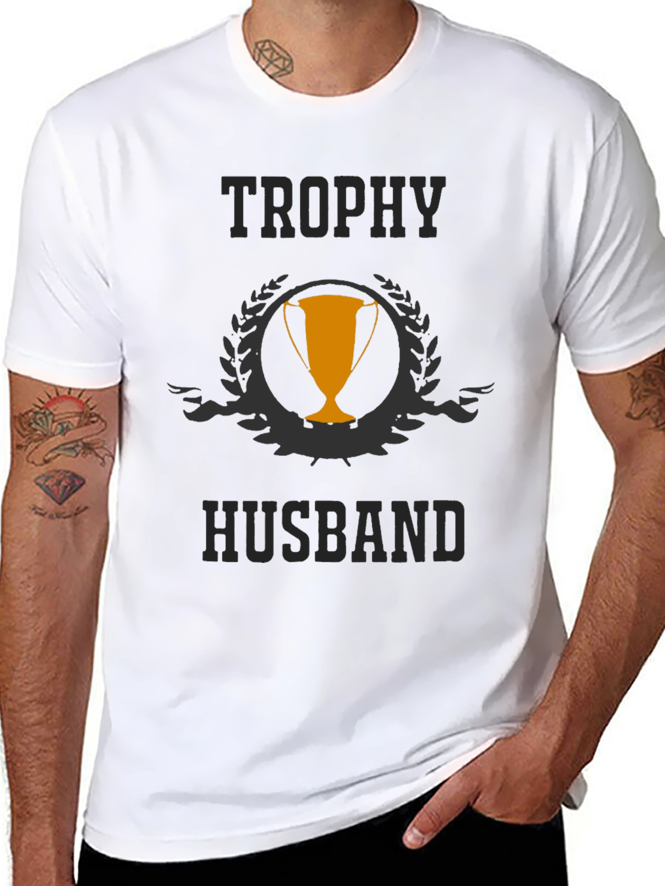 Trophy Husband Black Graphic T-Shirt