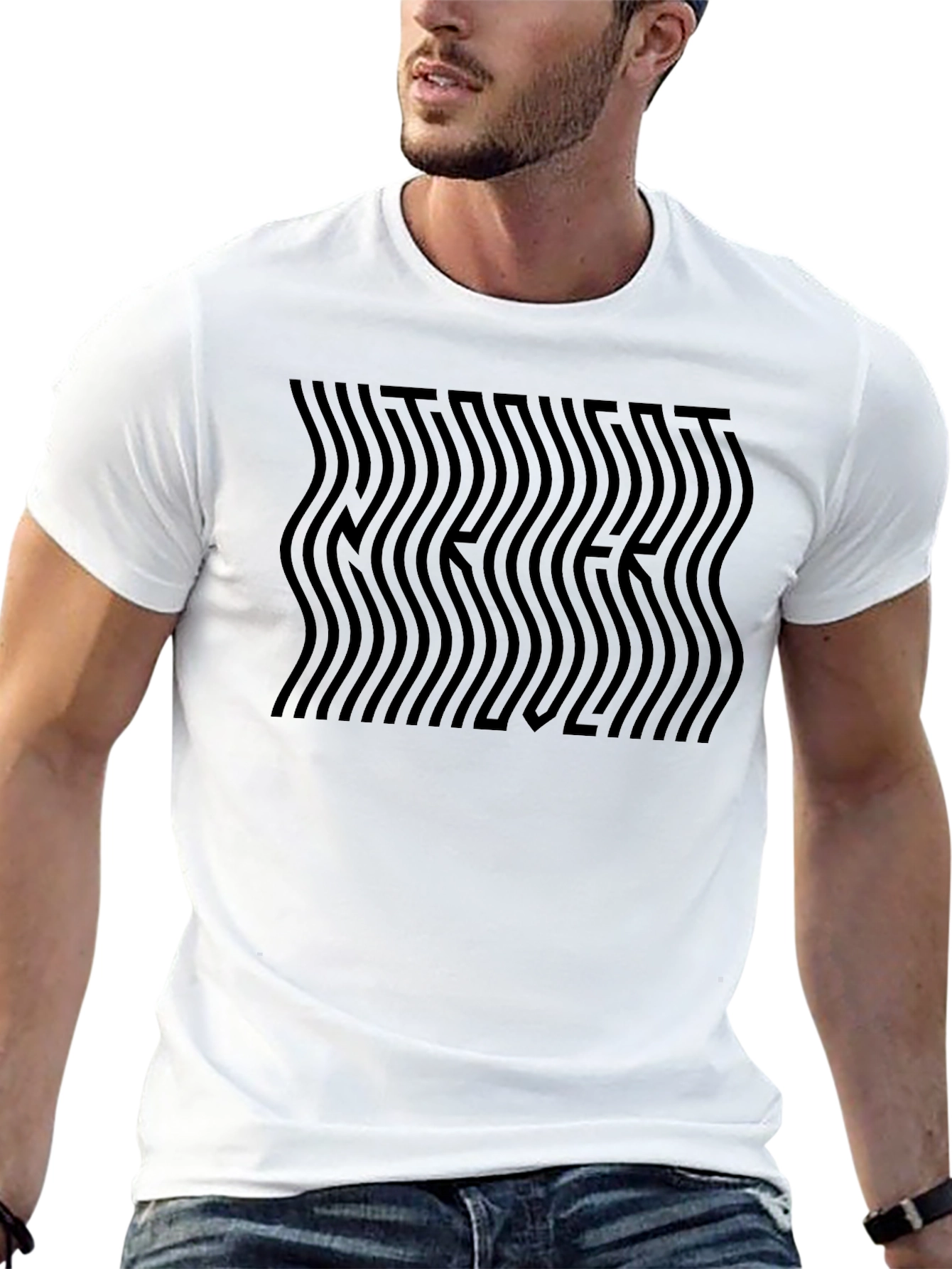 Wavy Text Graphic Tee - Black