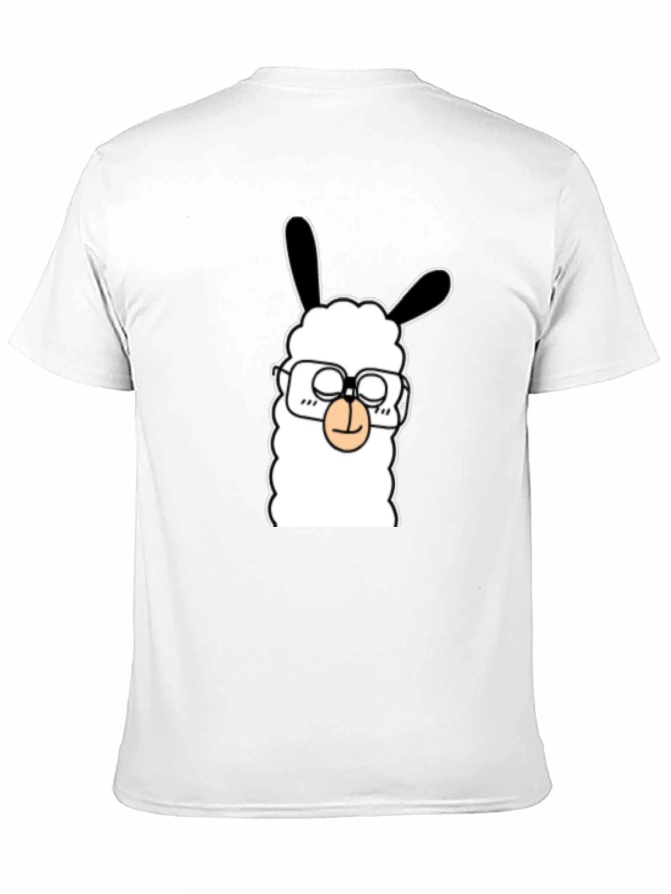 Llama with Glasses Graphic Tee - Black Cotton T-Shirt