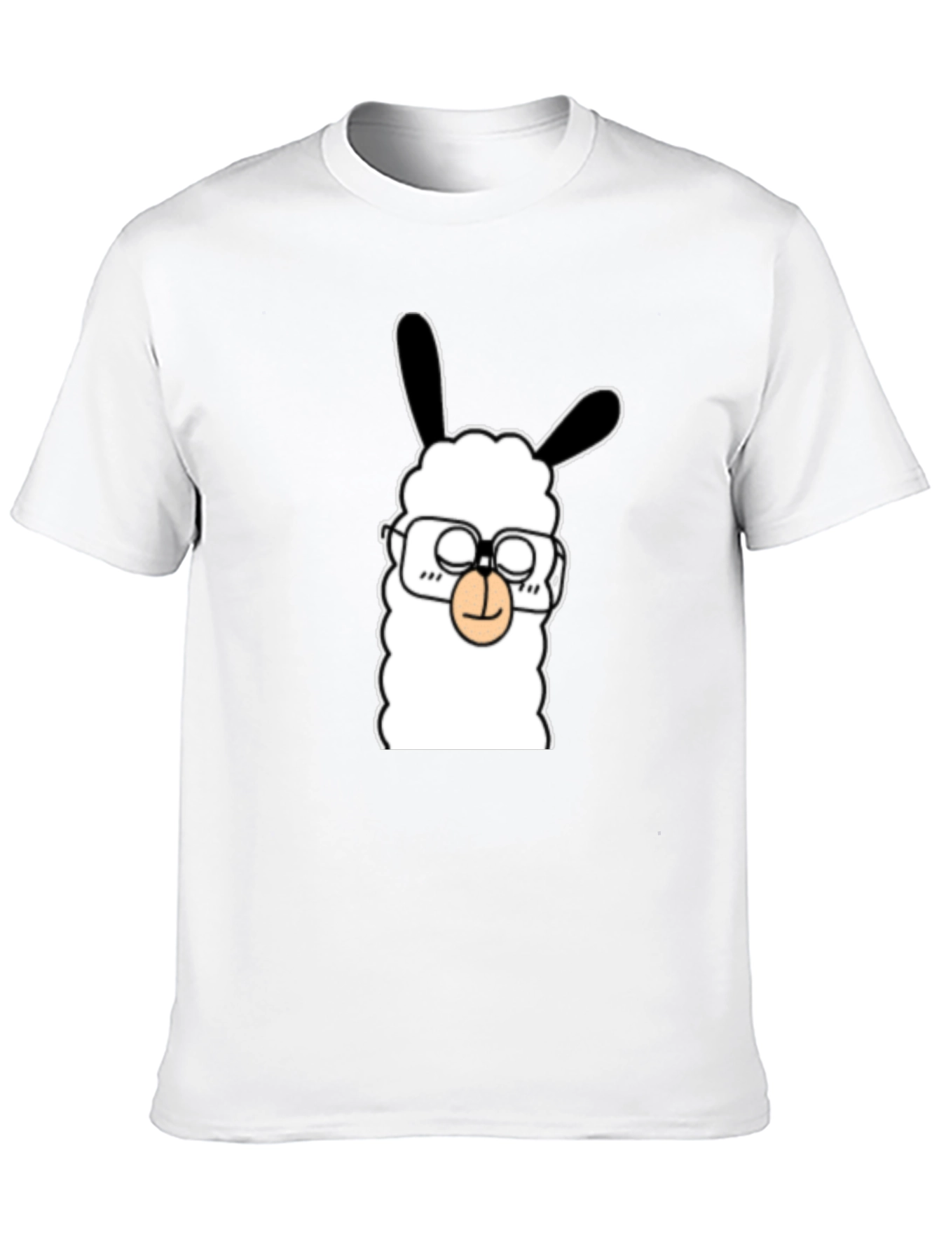 Llama with Glasses Graphic Tee - Black Cotton T-Shirt