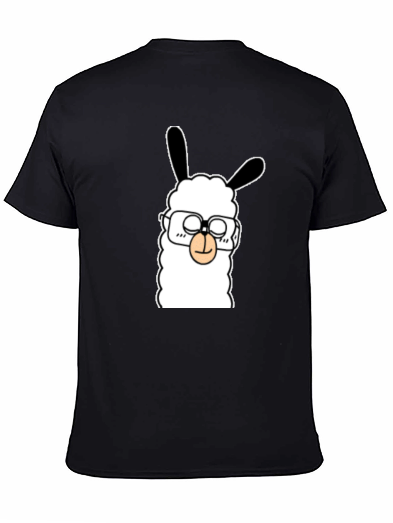 Llama with Glasses Graphic Tee - Black Cotton T-Shirt