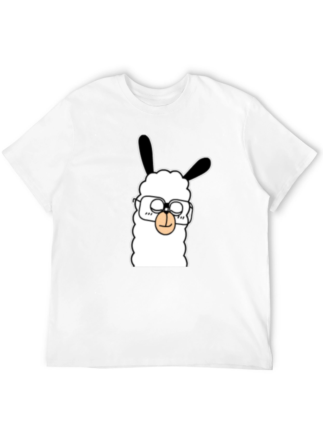 Llama with Glasses Graphic Tee - Black Cotton T-Shirt