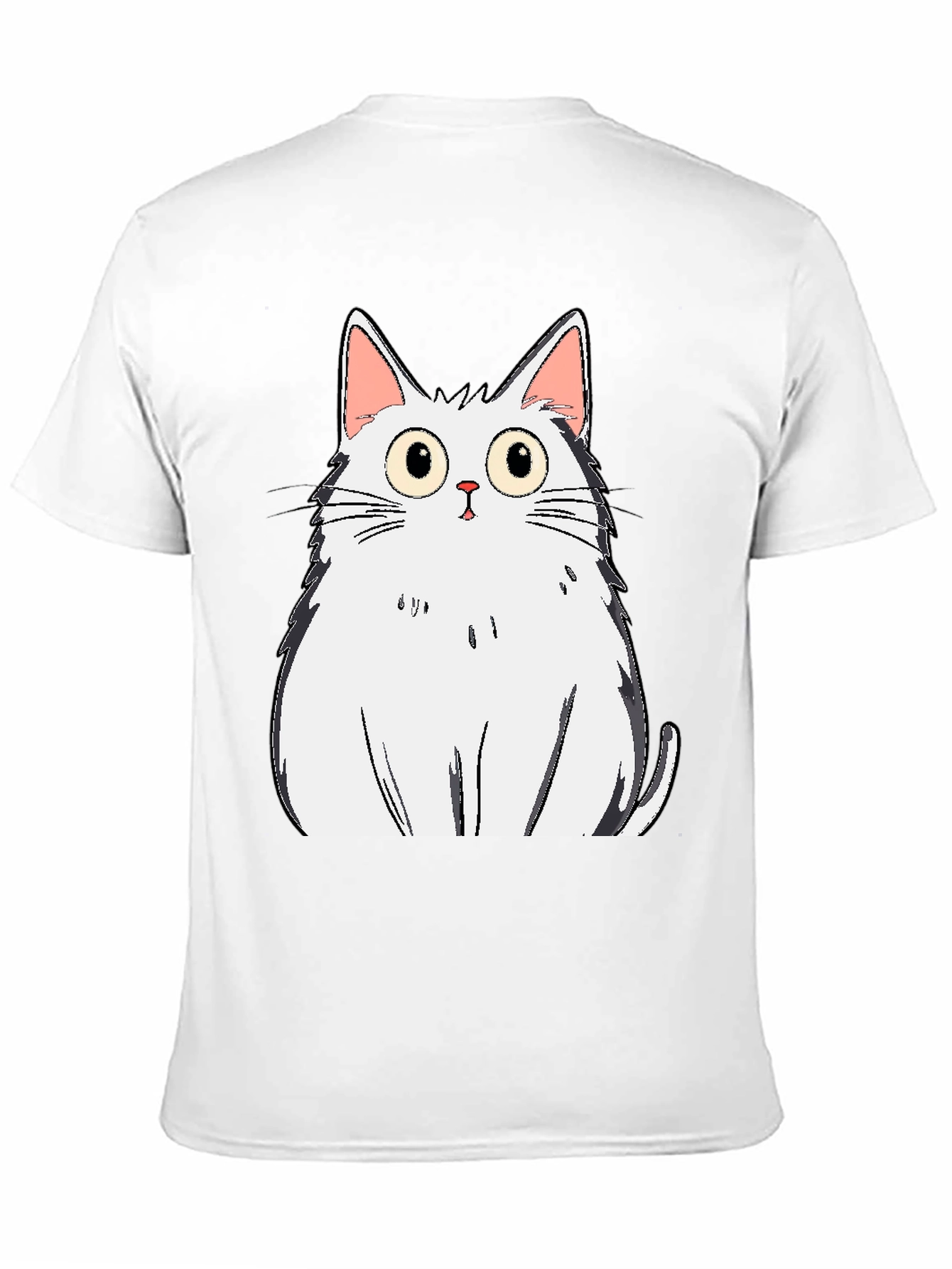 Cartoon Cat Graphic Tee - Black