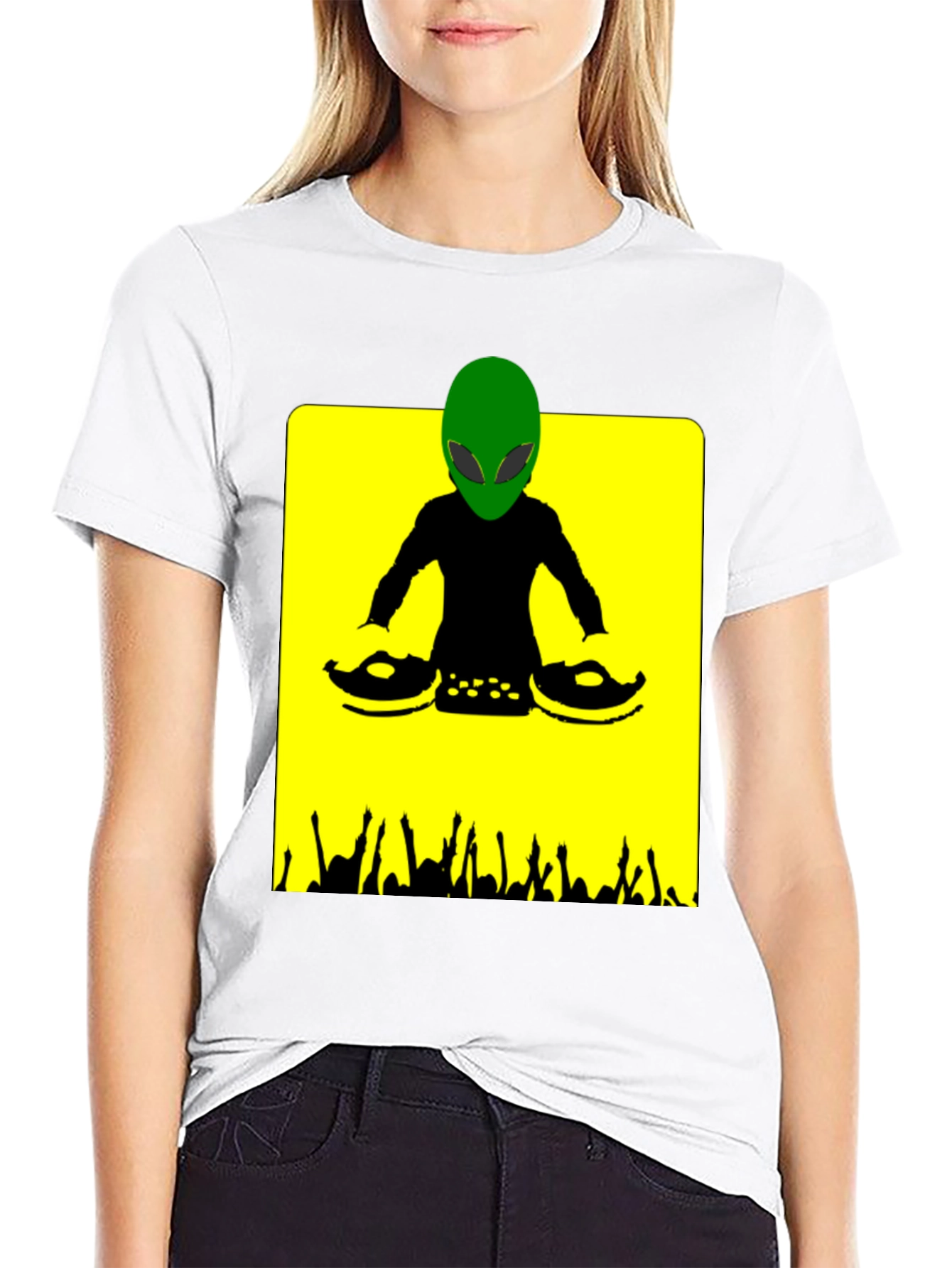 Alien DJ Graphic T-Shirt - Black