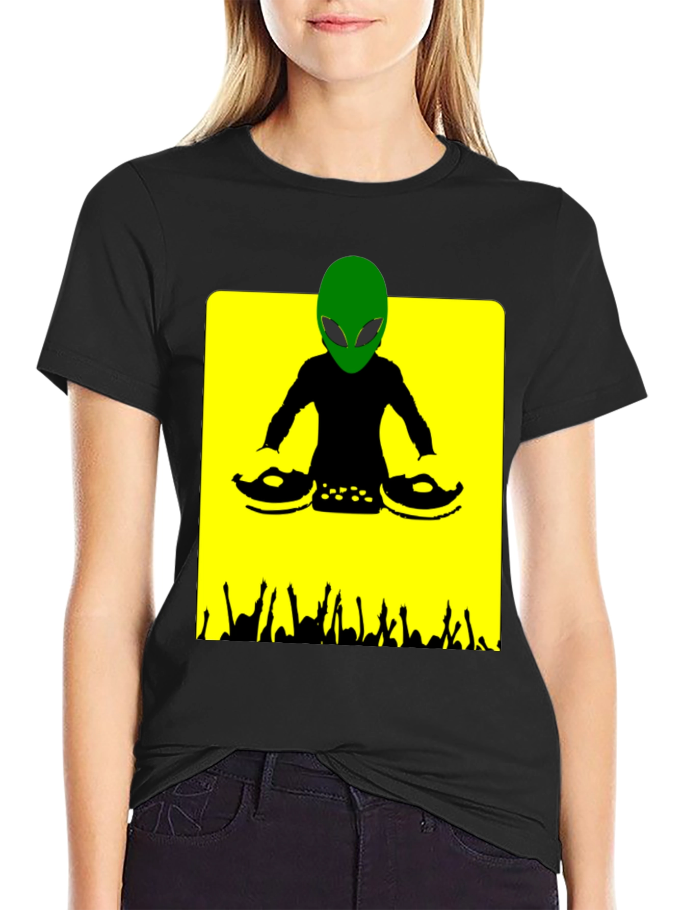 Alien DJ Graphic T-Shirt - Black