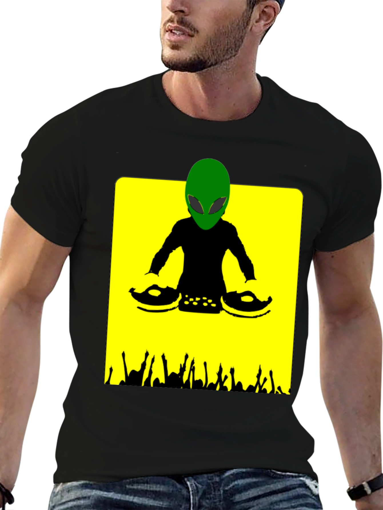 Alien DJ Graphic T-Shirt - Black