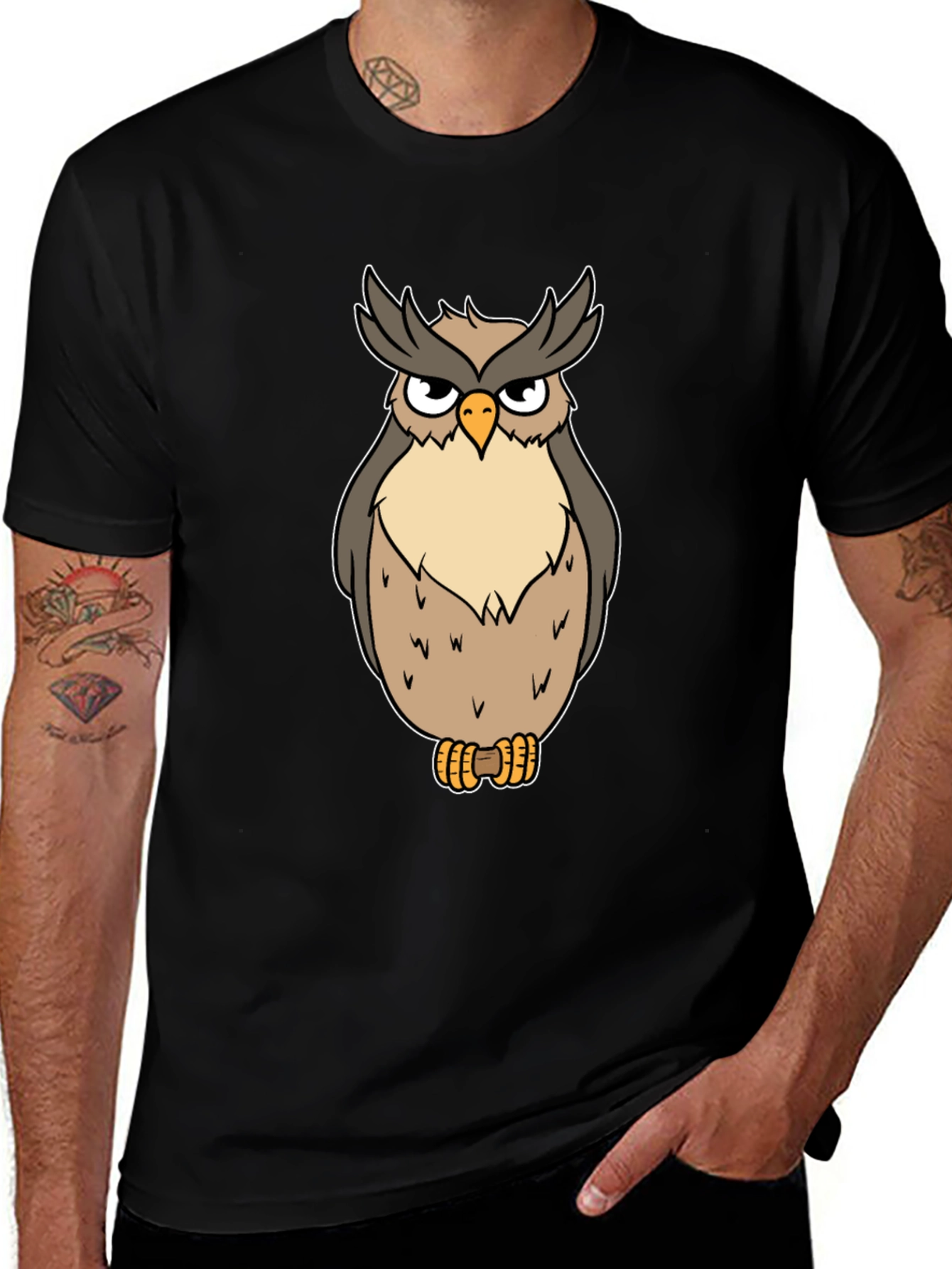 Owl Graphic T-Shirt - Mens Black Tee