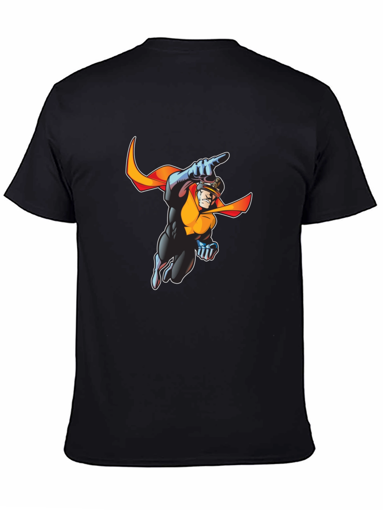 Retro Superhero Graphic Tee - Black Cotton T-Shirt