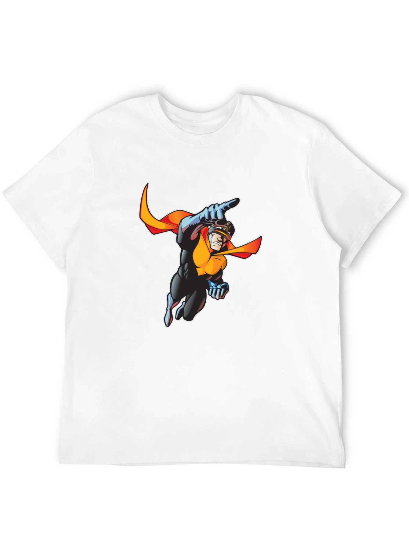 Retro Superhero Graphic Tee - Black Cotton T-Shirt