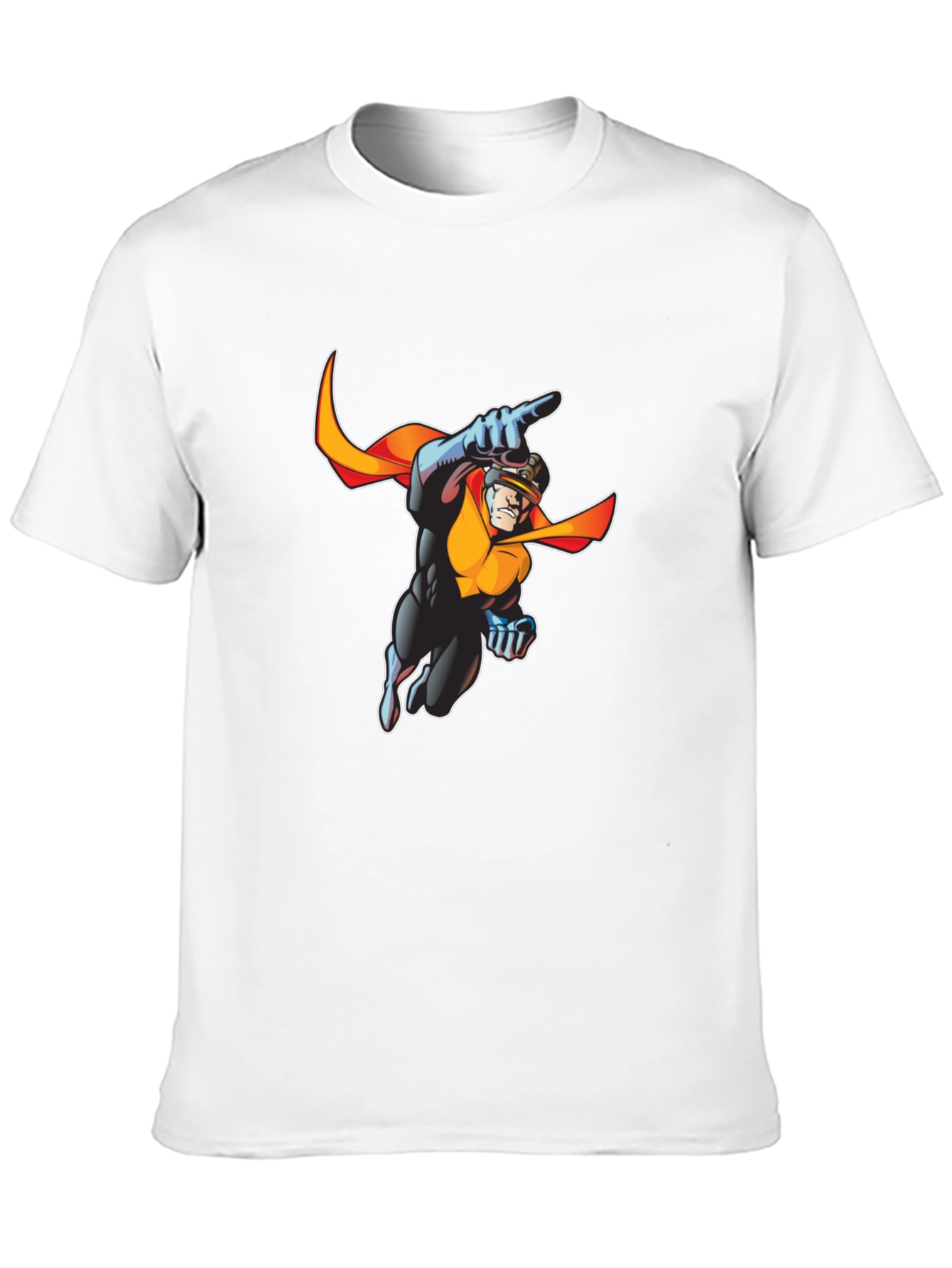 Retro Superhero Graphic Tee - Black Cotton T-Shirt