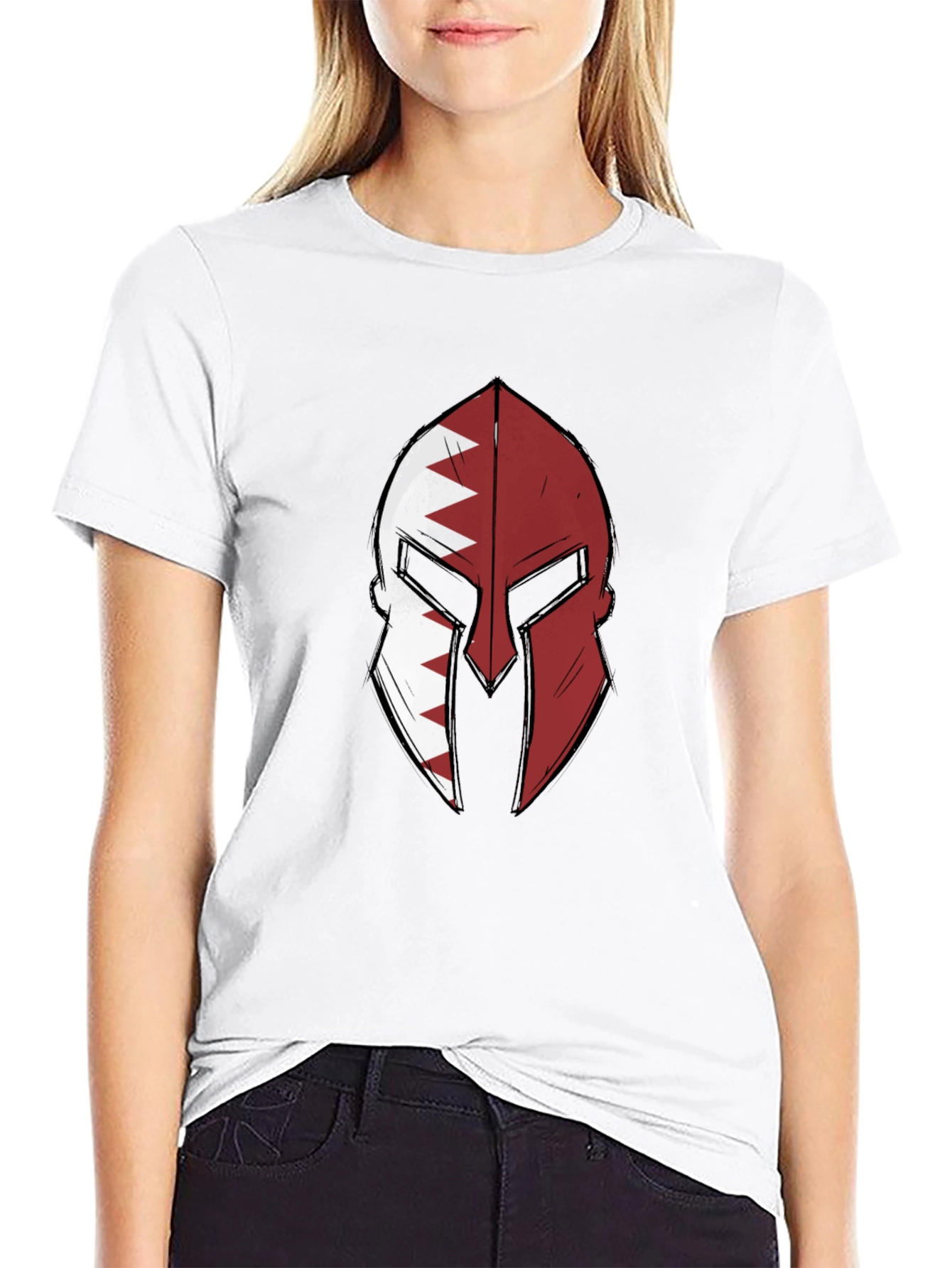 Spartan Helmet Qatar Flag T-Shirt - Graphic Tee