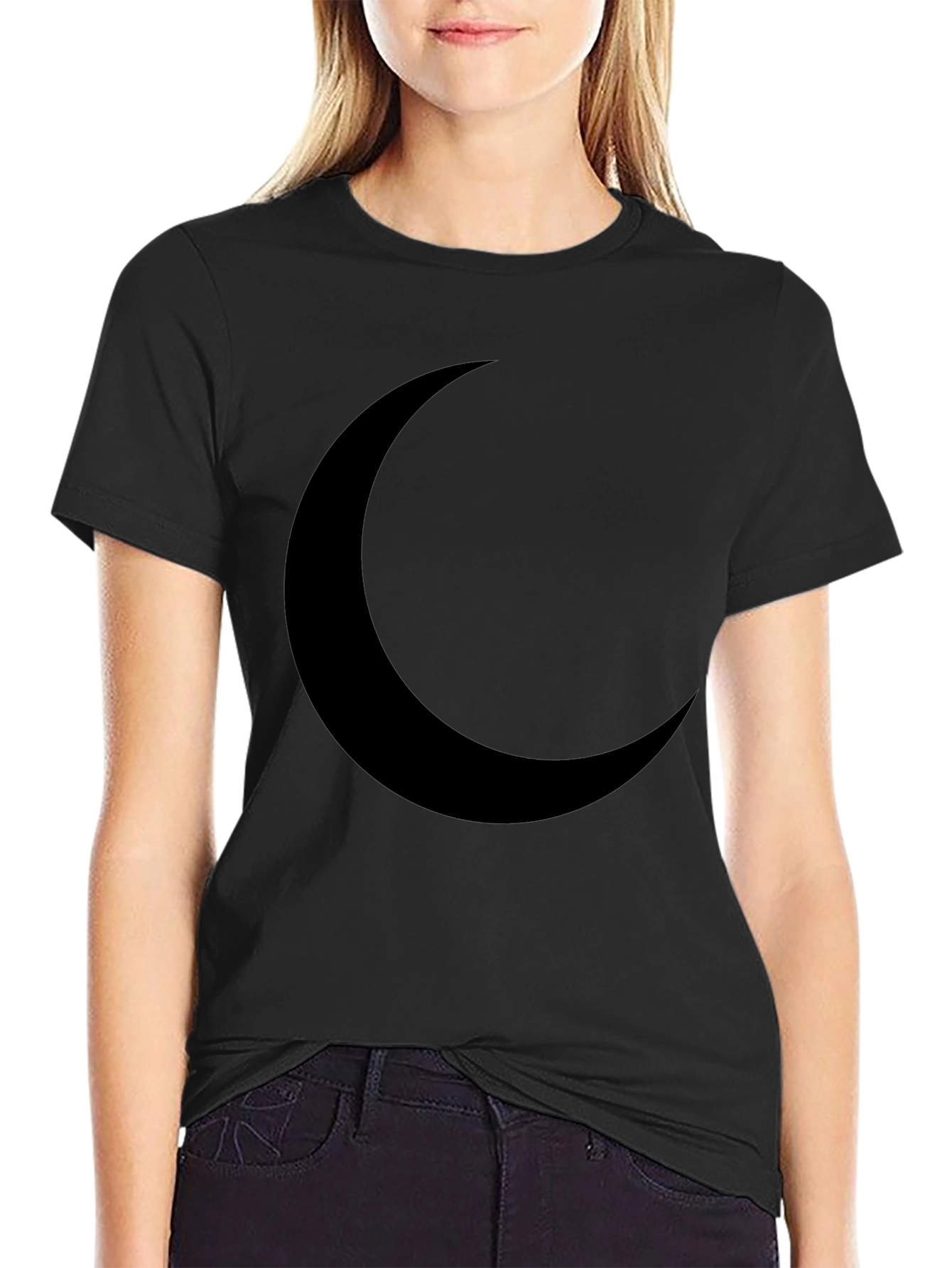 Crescent Moon Graphic T-Shirt - Black