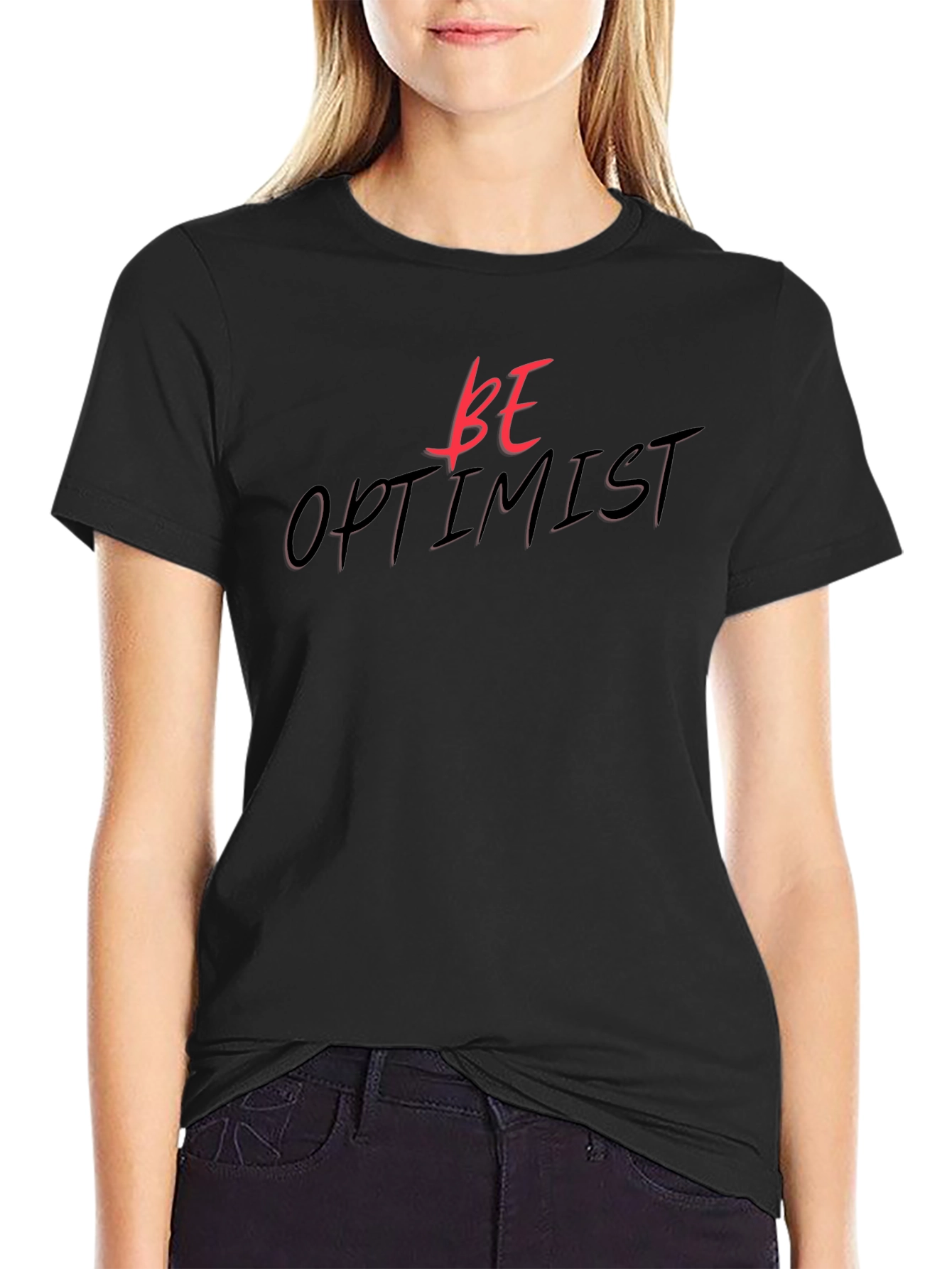Be Optimist Black Graphic Tee - Positive Vibes