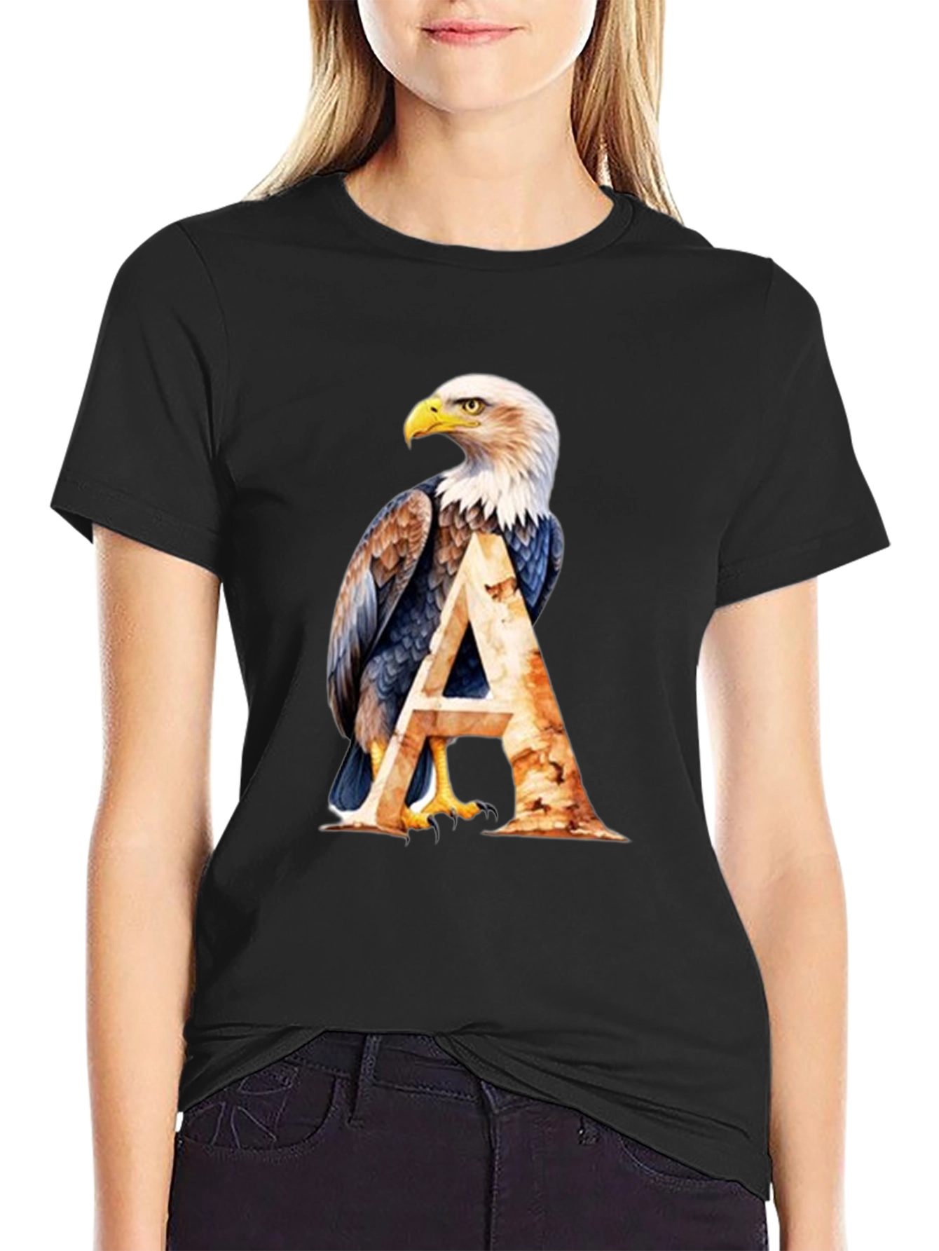 Eagle A Graphic Print Black T-Shirt