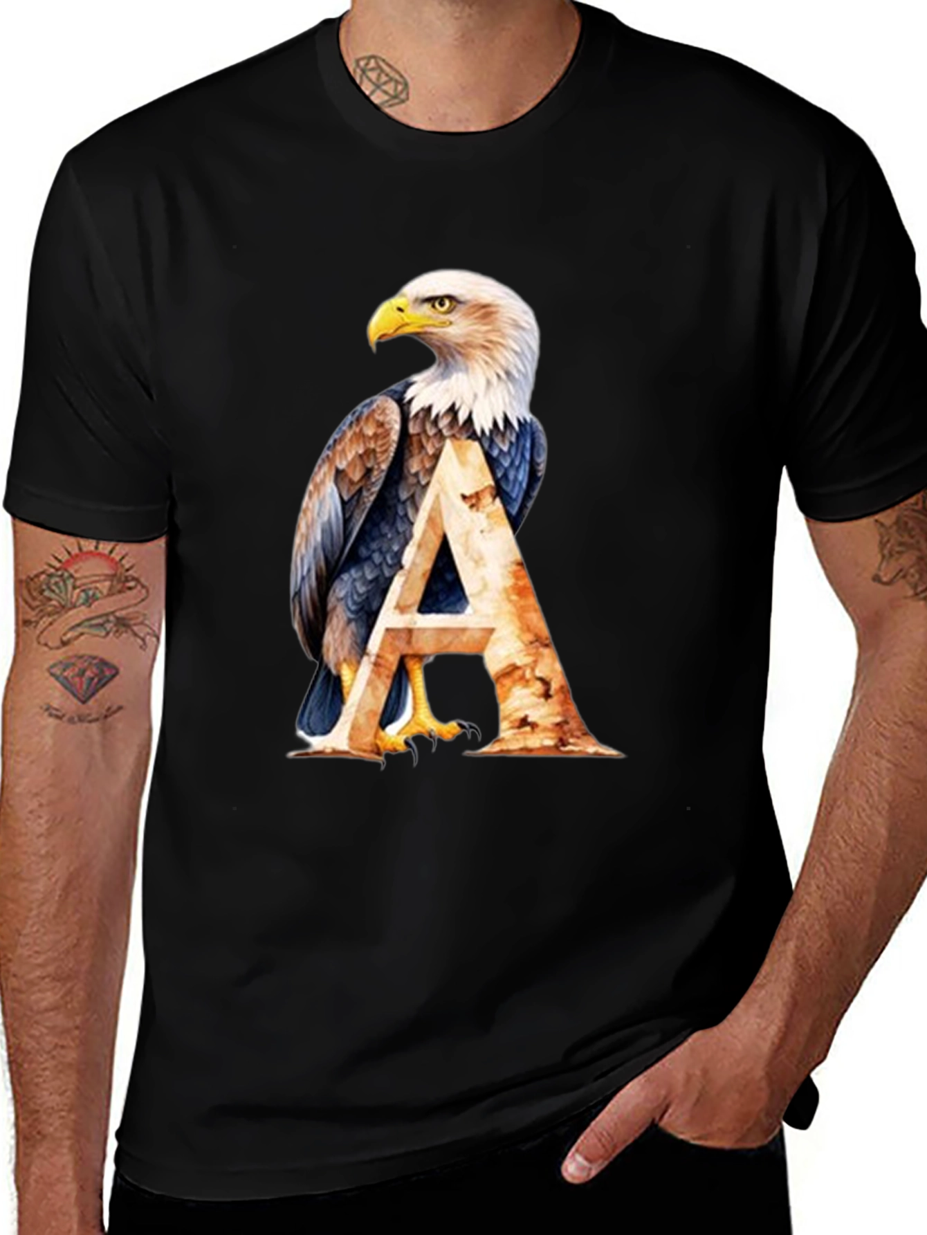 Eagle A Graphic Print Black T-Shirt