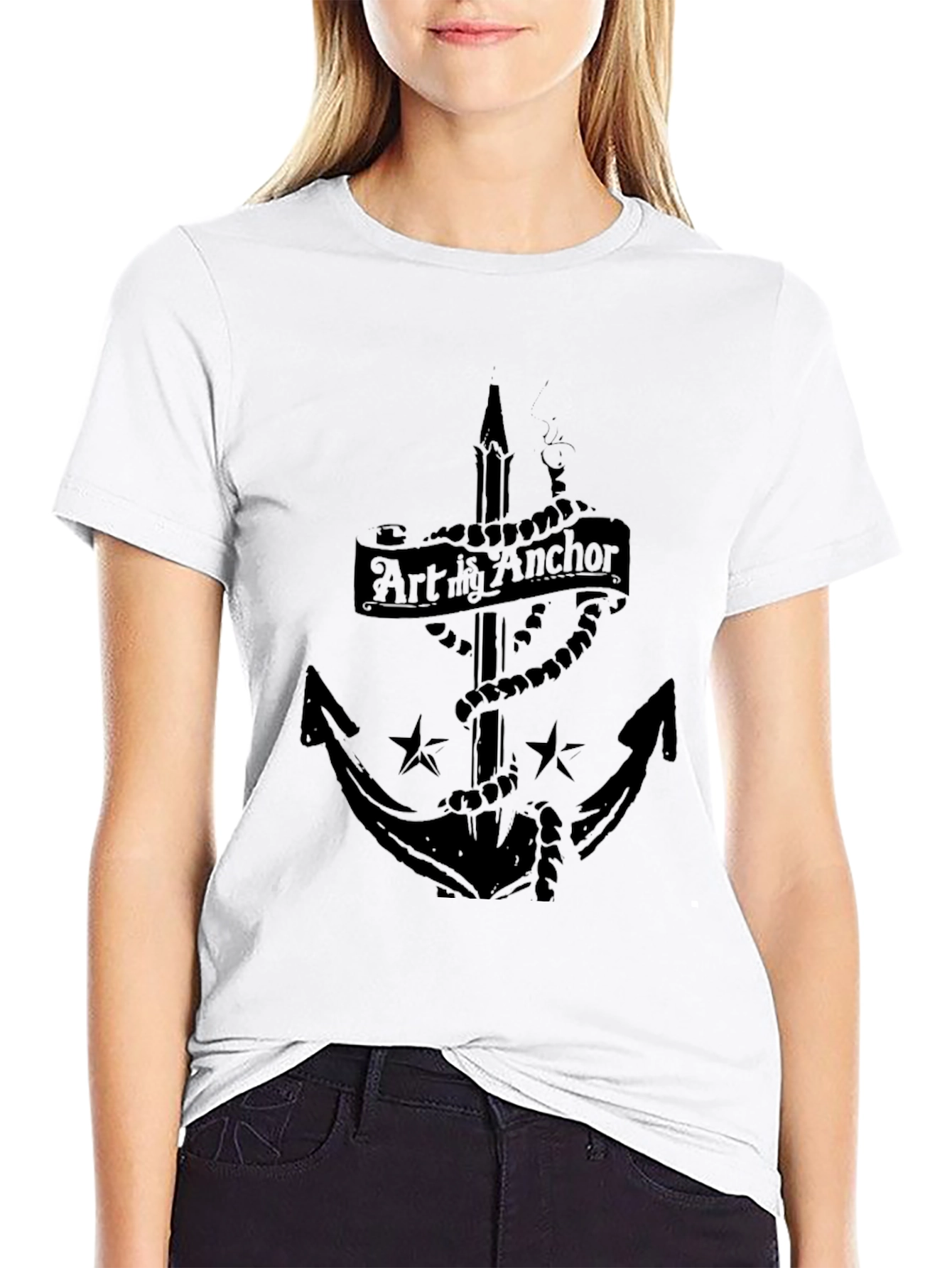 Art My Anchor Black Graphic Tee