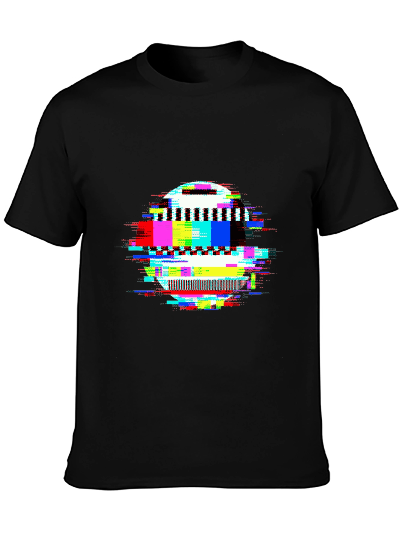 Glitch Art Black T-Shirt - Unique Graphic Tee
