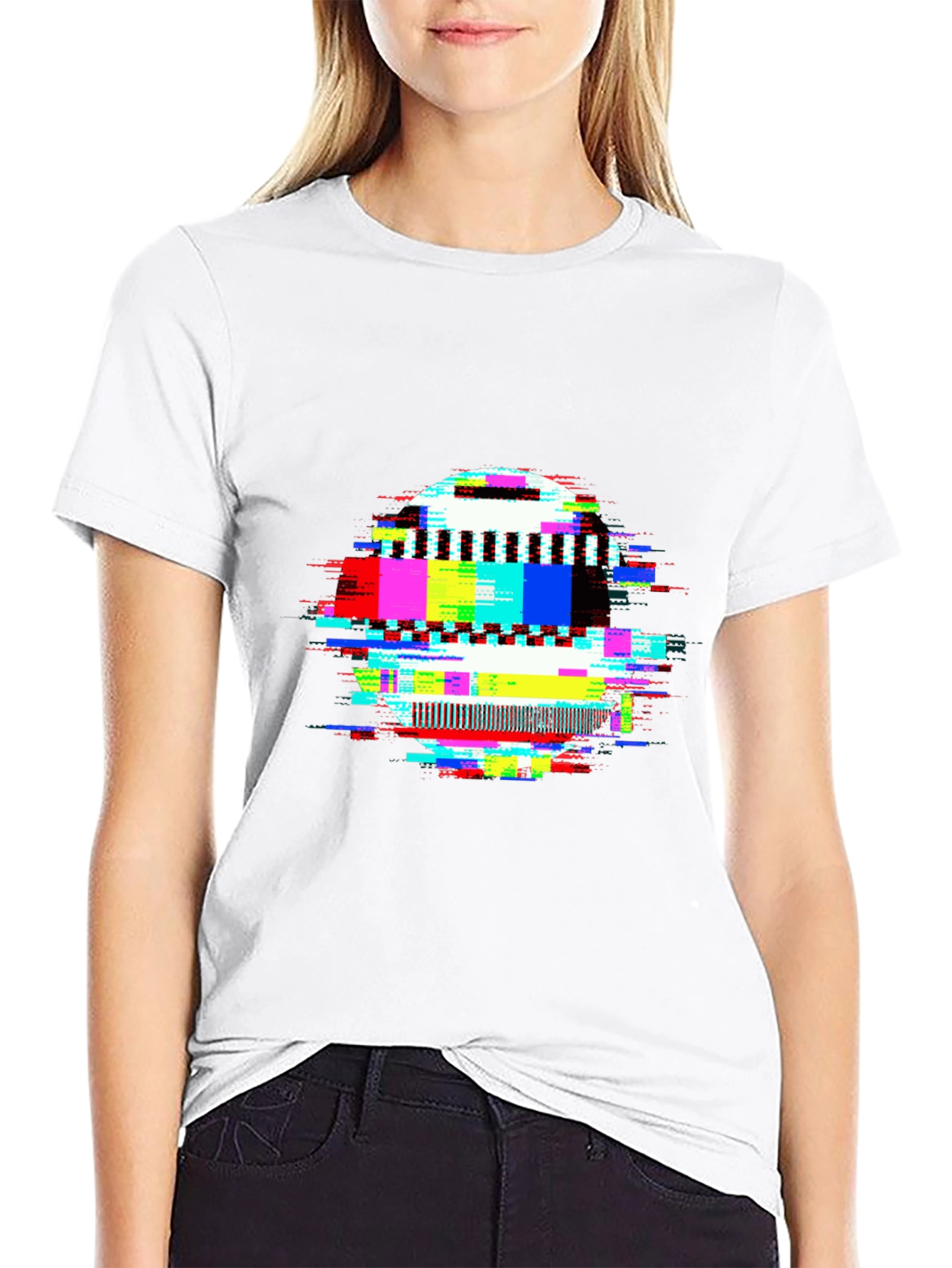 Glitch Art Black T-Shirt - Unique Graphic Tee