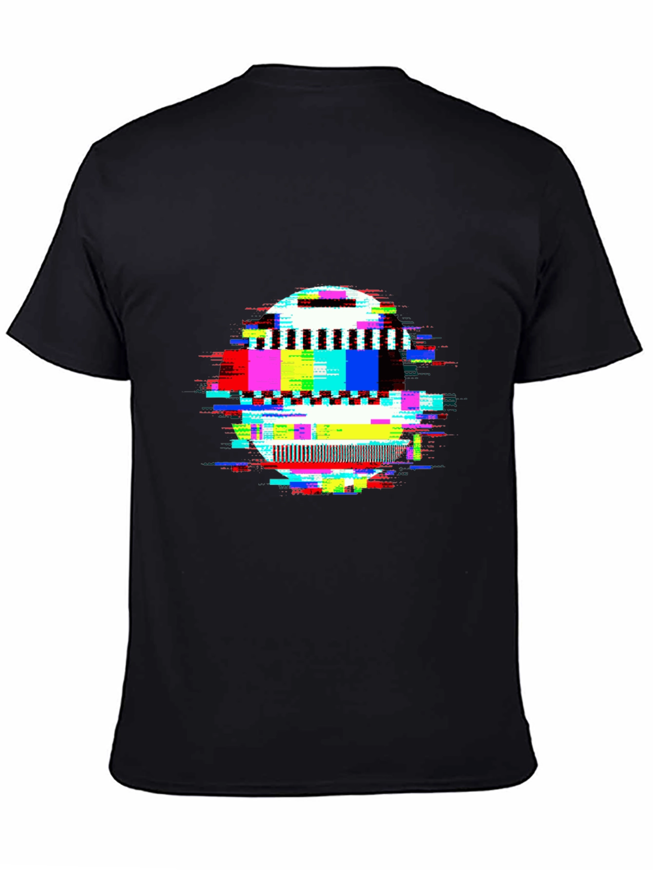 Glitch Art Black T-Shirt - Unique Graphic Tee