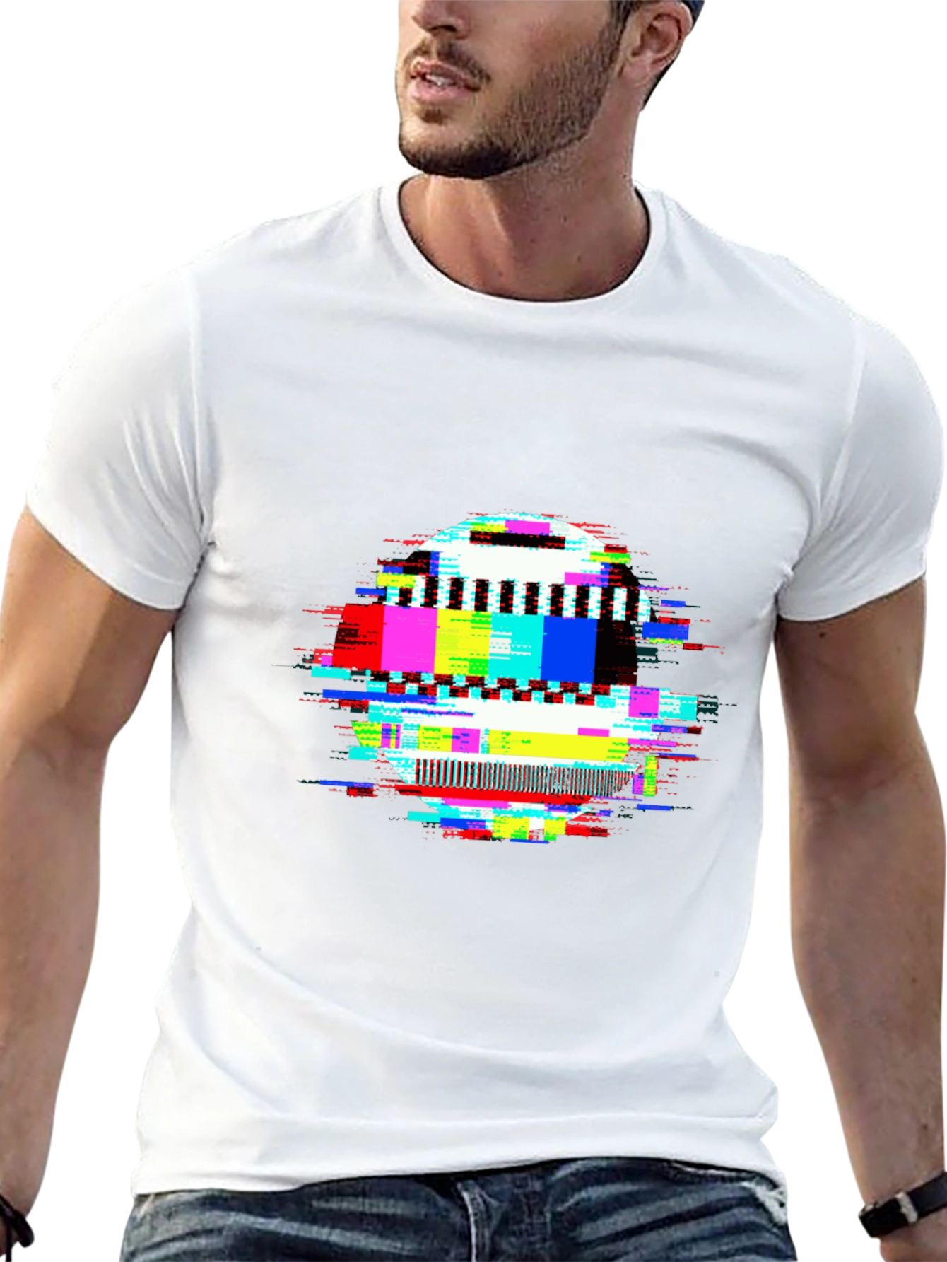Glitch Art Black T-Shirt - Unique Graphic Tee