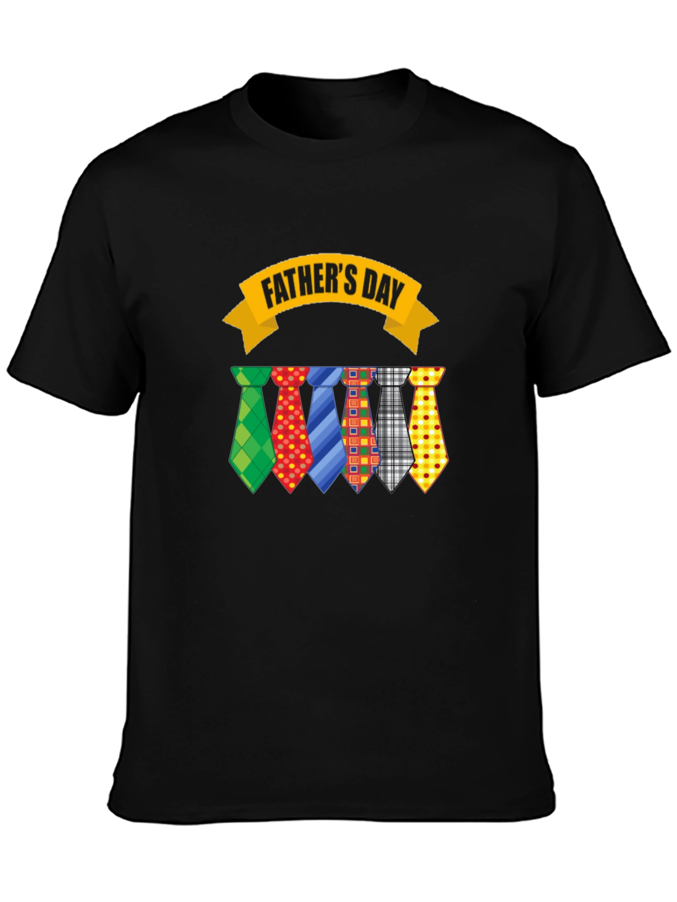 Fathers Day Ties Graphic Tee - Black Cotton