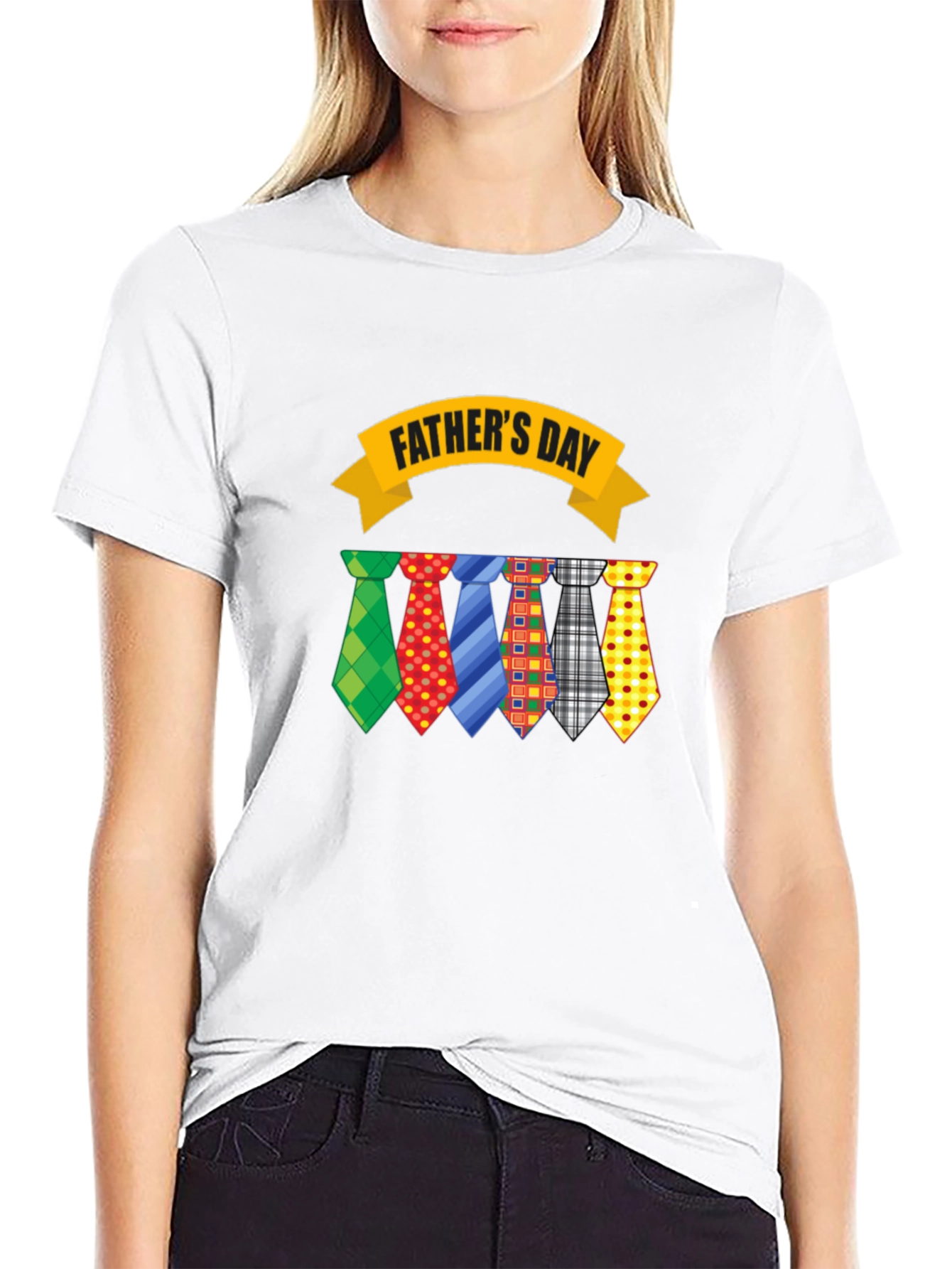 Fathers Day Ties Graphic Tee - Black Cotton