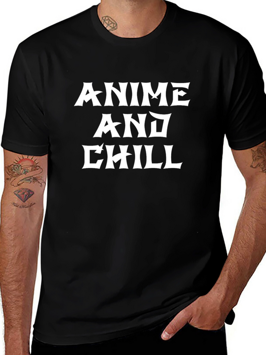 Anime and Chill Graphic Tee - Stylish Black T-Shirt