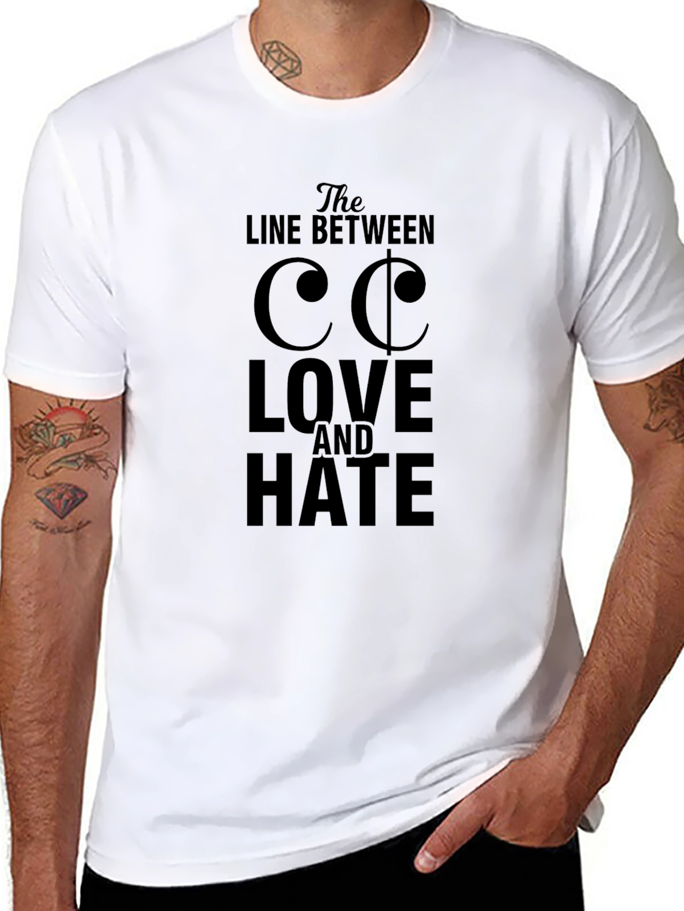 The Line Between Love and Hate Graphic T-Shirt