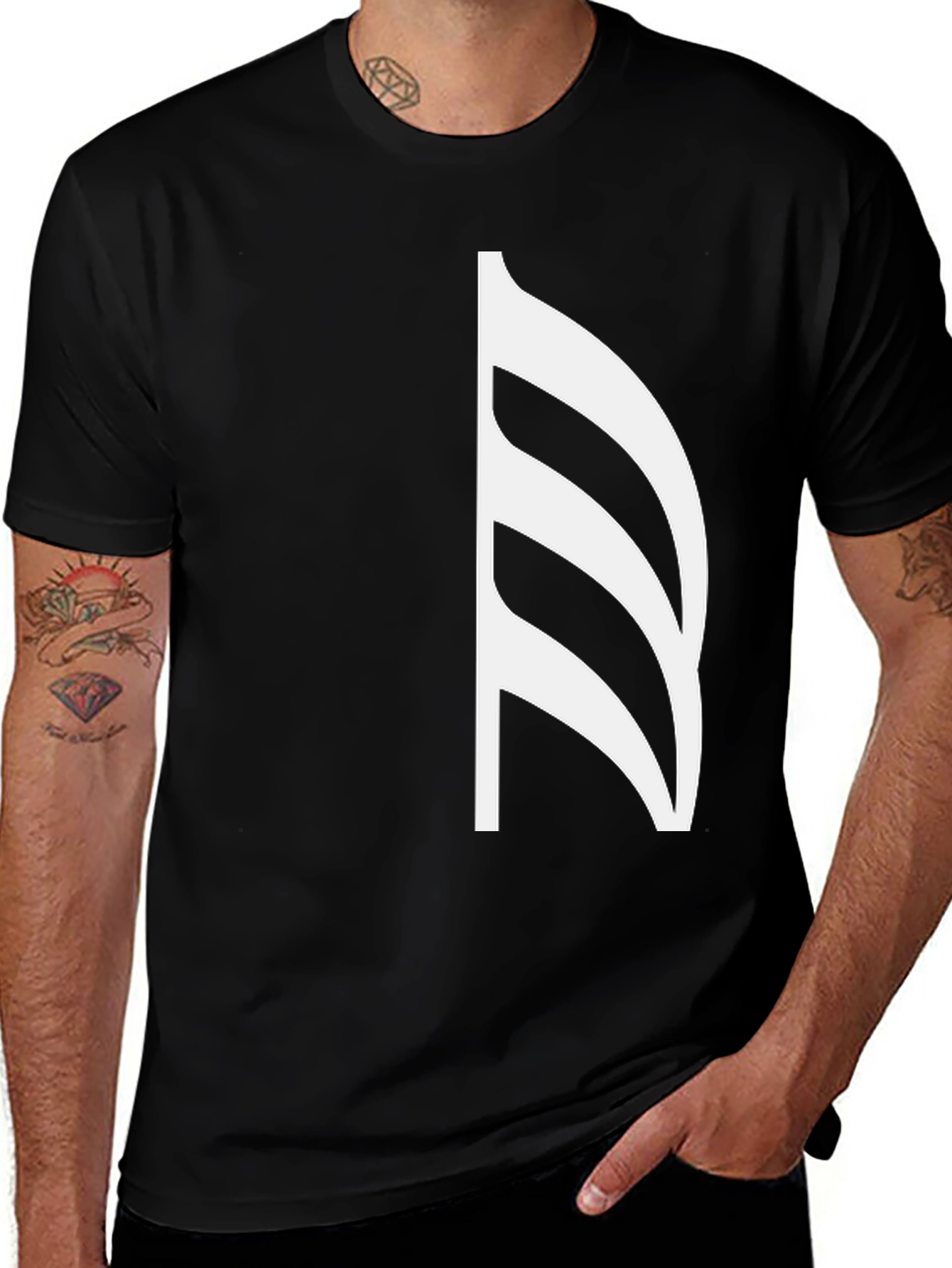 Stylish Black T-Shirt with White Musical Note Graphic