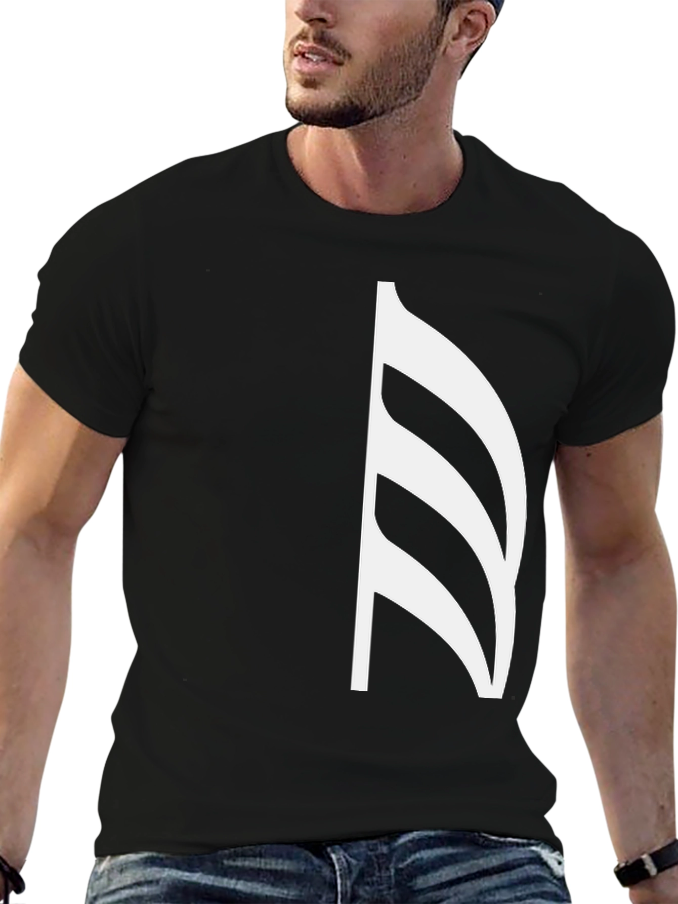 Stylish Black T-Shirt with White Musical Note Graphic